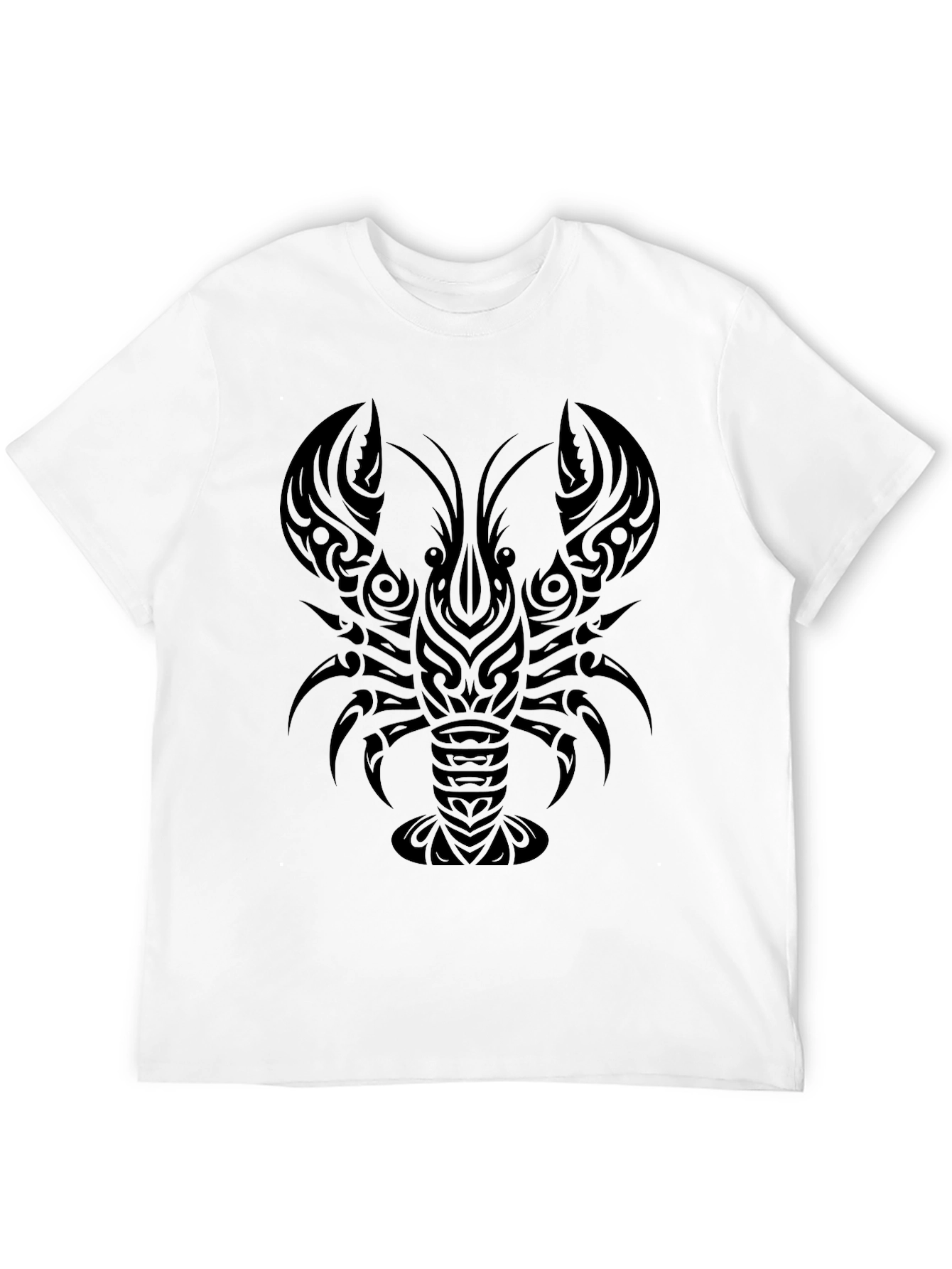 Tribal Lobster Graphic Black T-Shirt