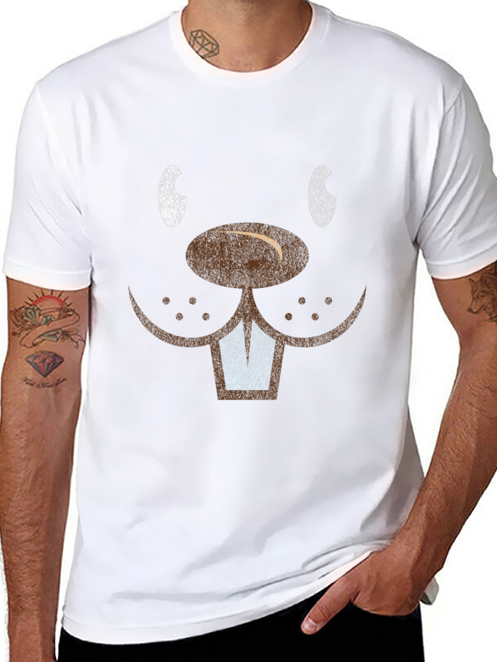 Funny Beaver Face T-Shirt - Mens Black Tee