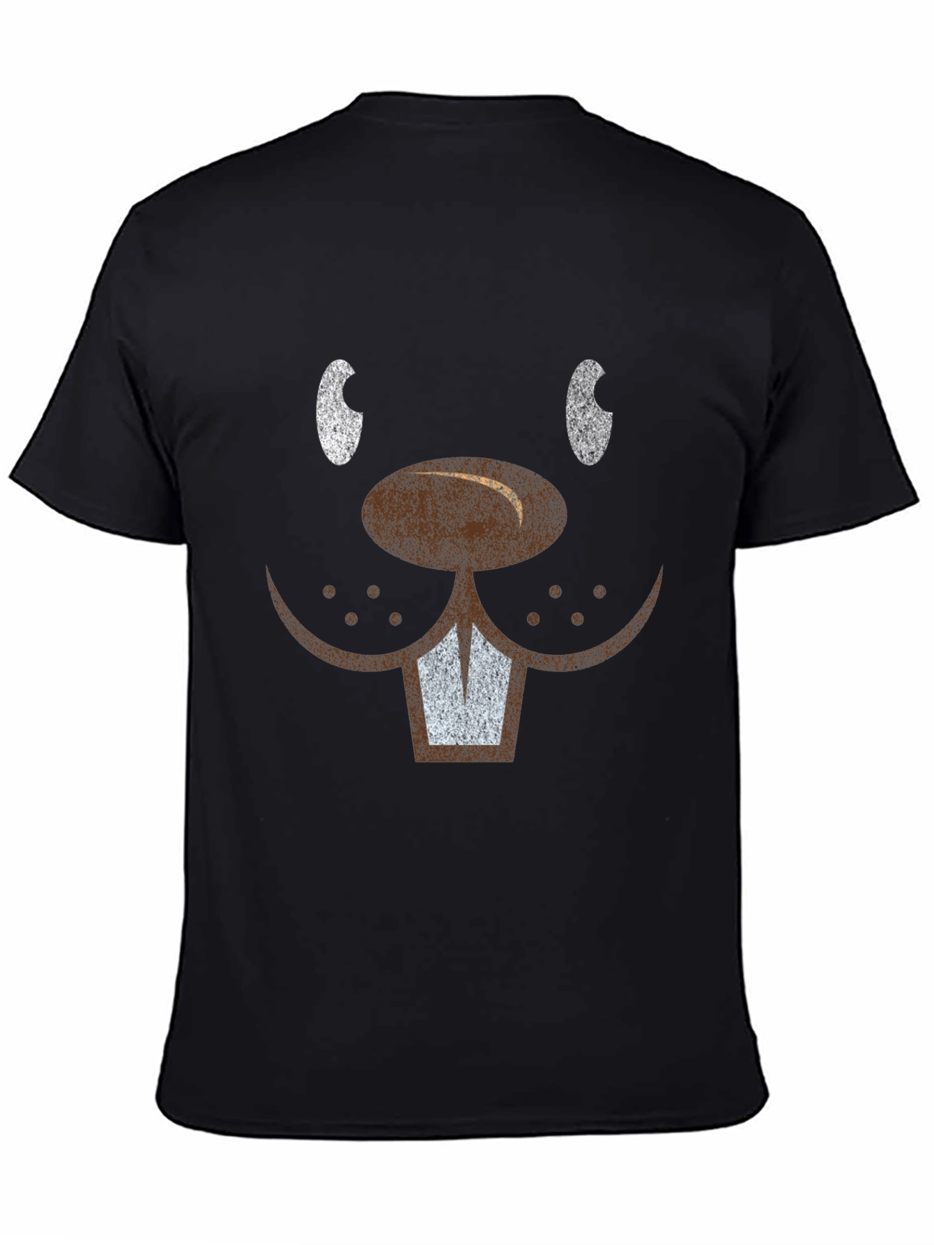 Funny Beaver Face T-Shirt - Mens Black Tee