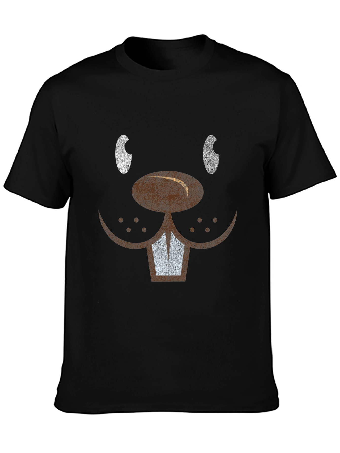 Funny Beaver Face T-Shirt - Mens Black Tee