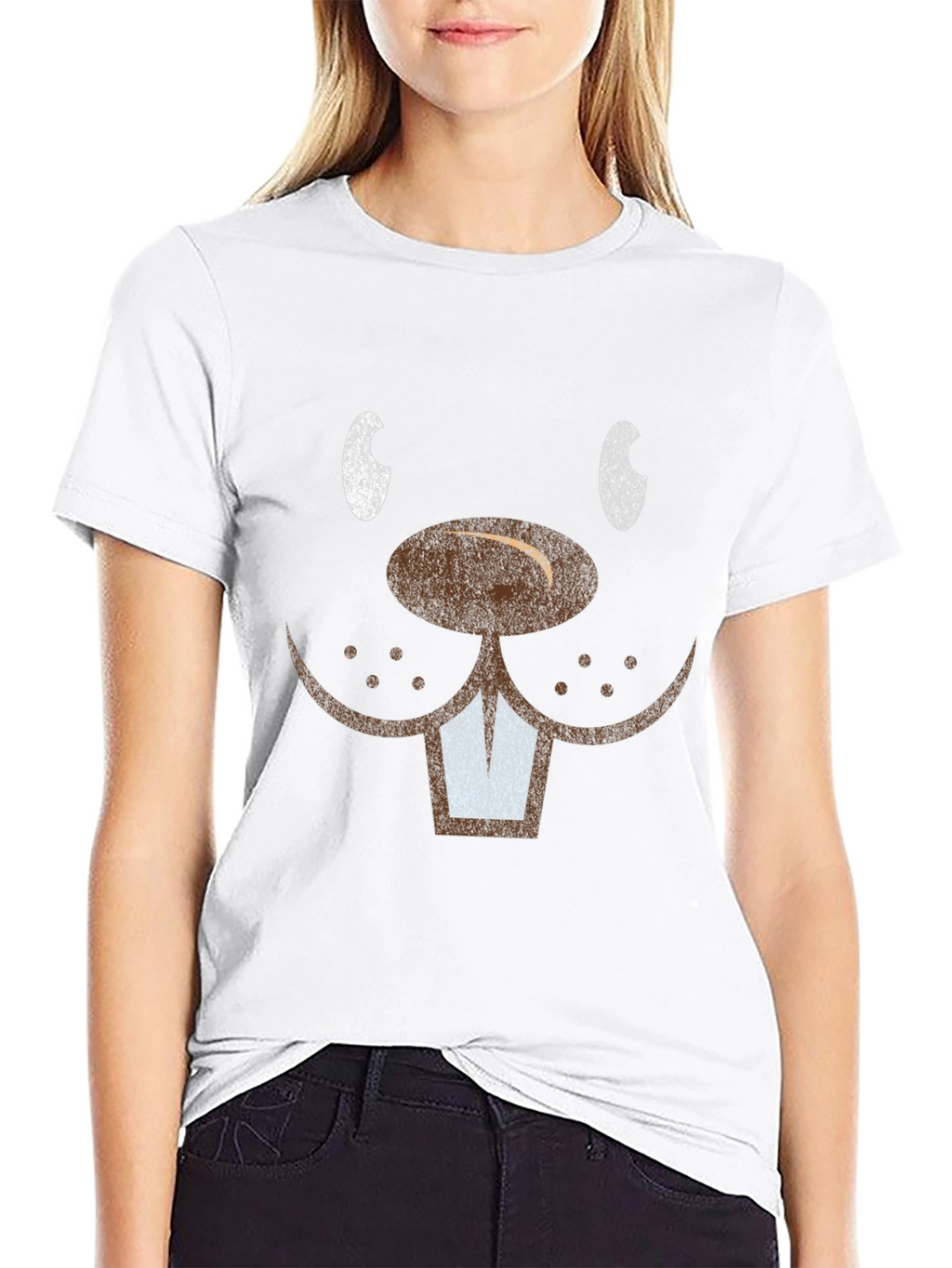 Funny Beaver Face T-Shirt - Mens Black Tee