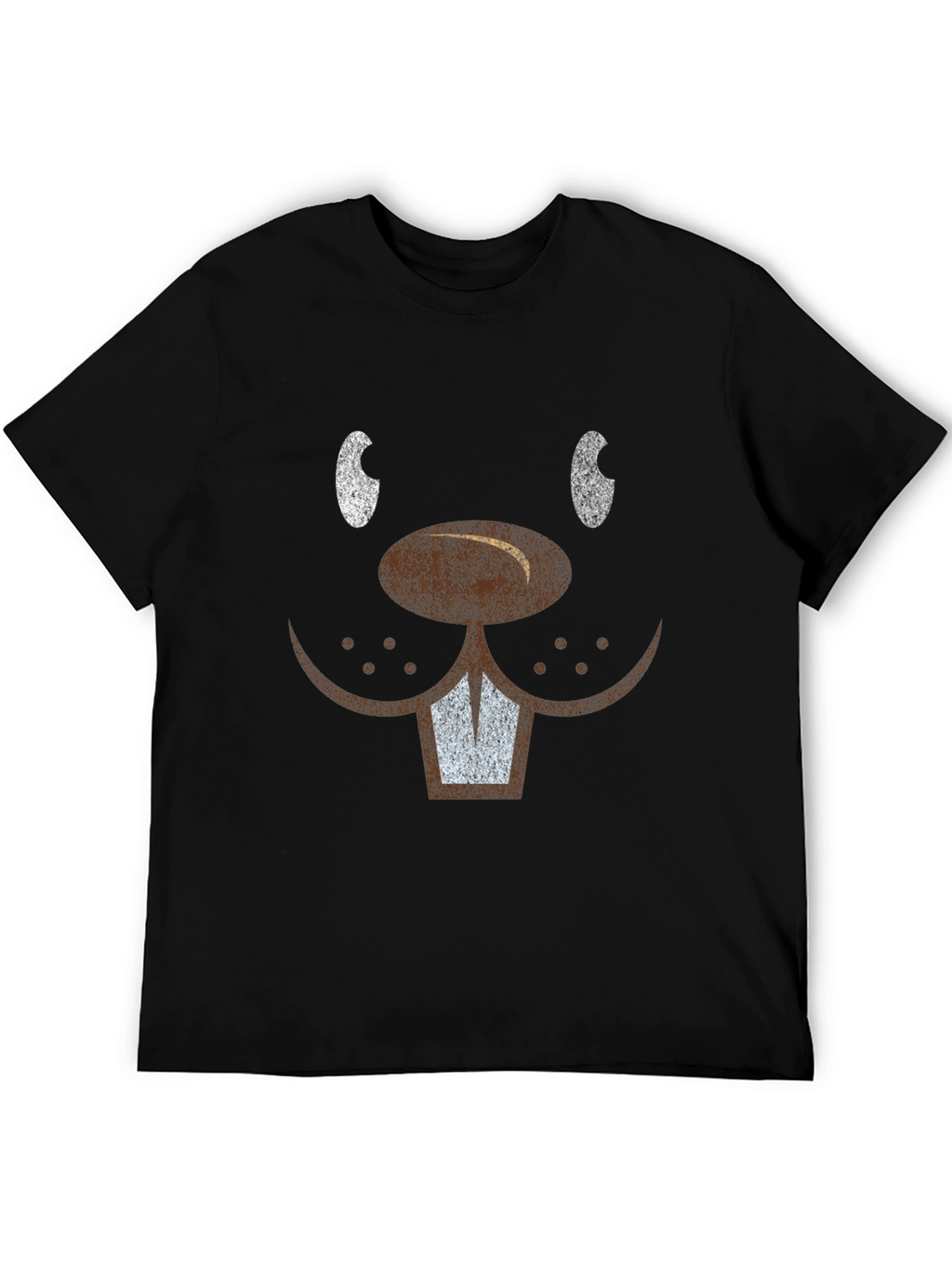 Funny Beaver Face T-Shirt - Mens Black Tee