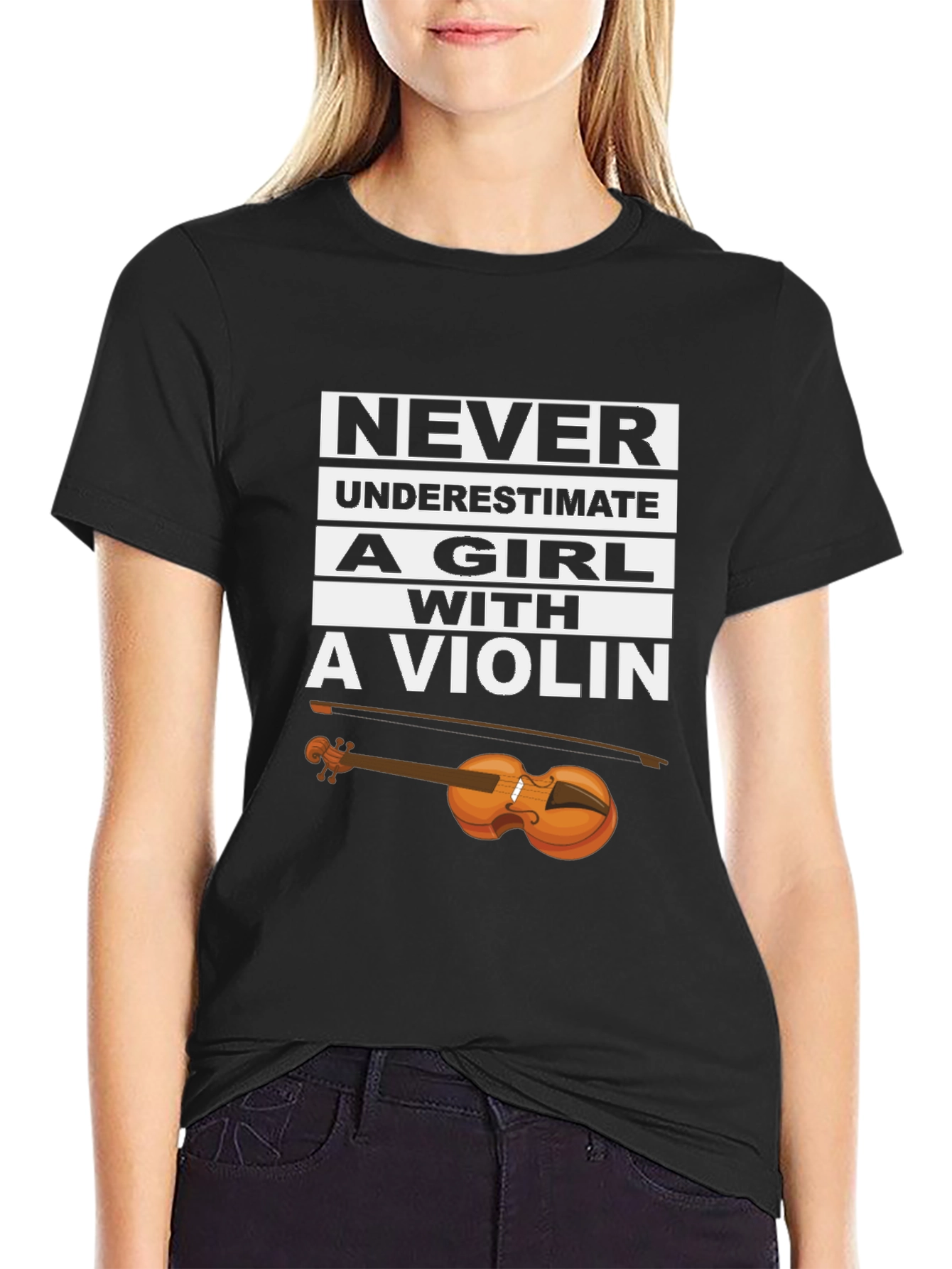 Never Underestimate a Girl With a Violin T-Shirt