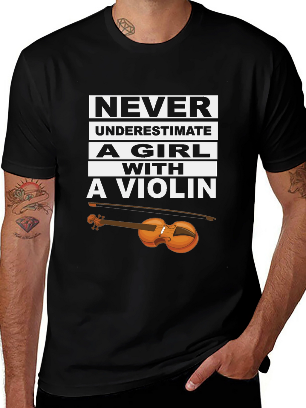 Never Underestimate a Girl With a Violin T-Shirt