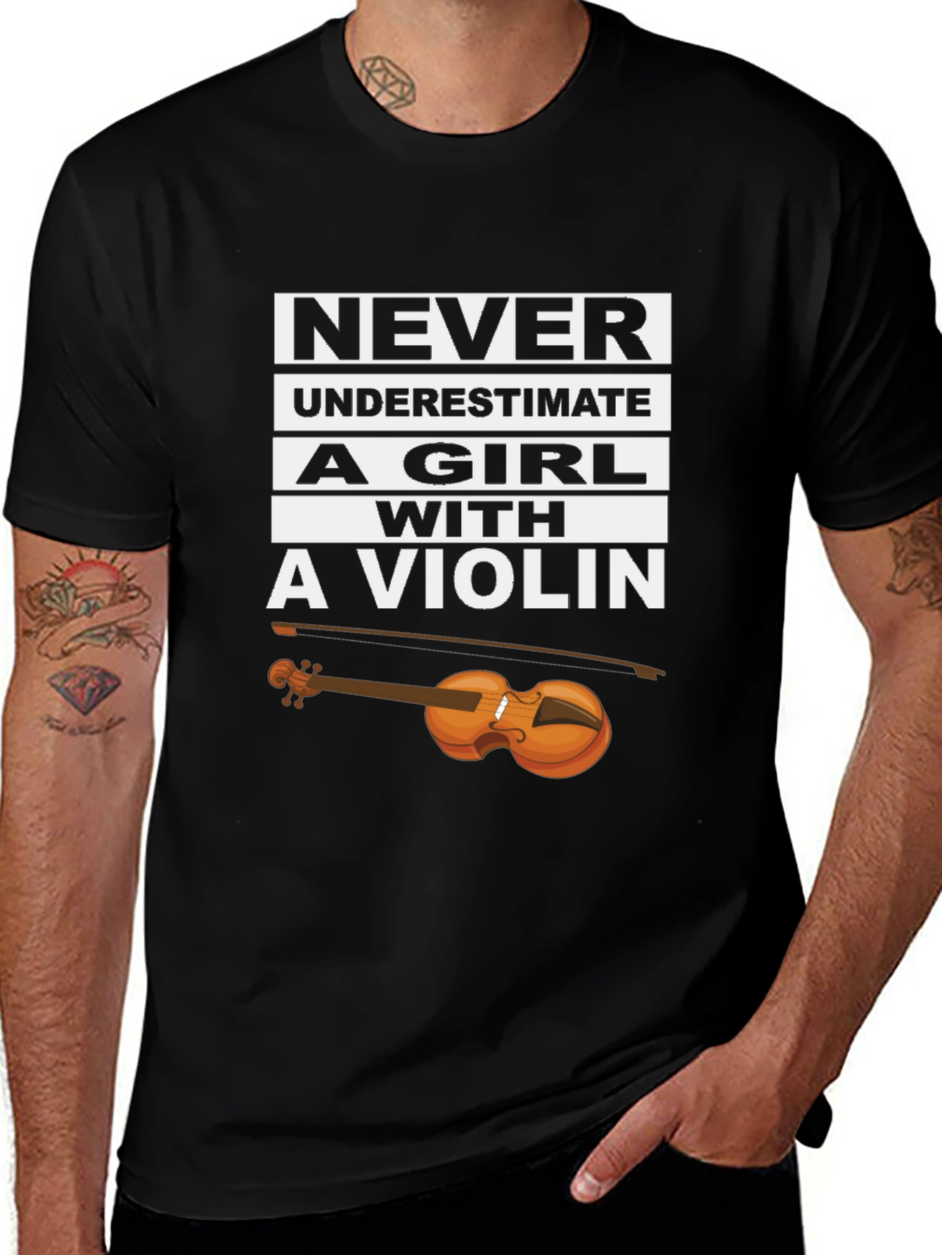 Never Underestimate a Girl With a Violin T-Shirt