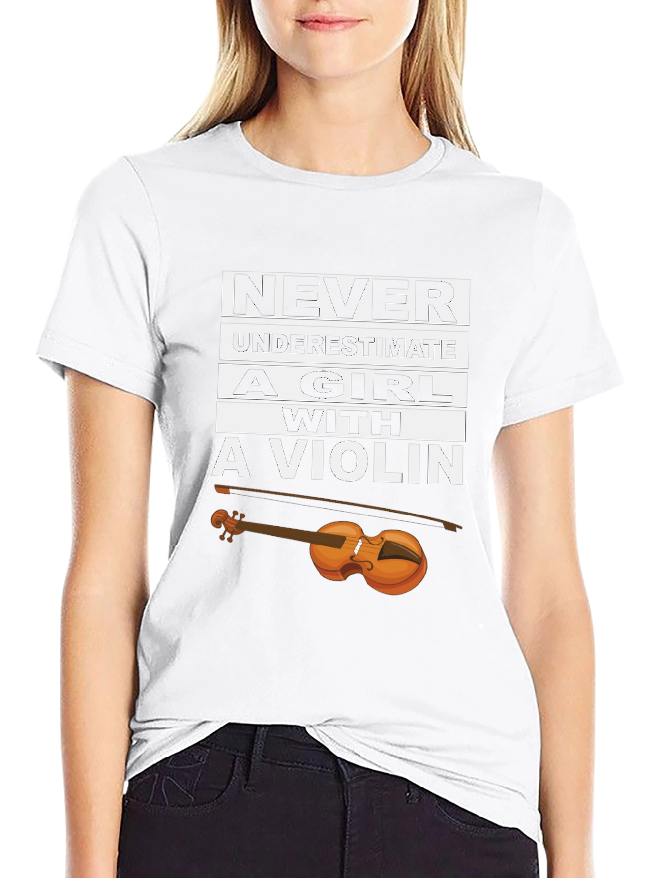 Never Underestimate a Girl With a Violin T-Shirt
