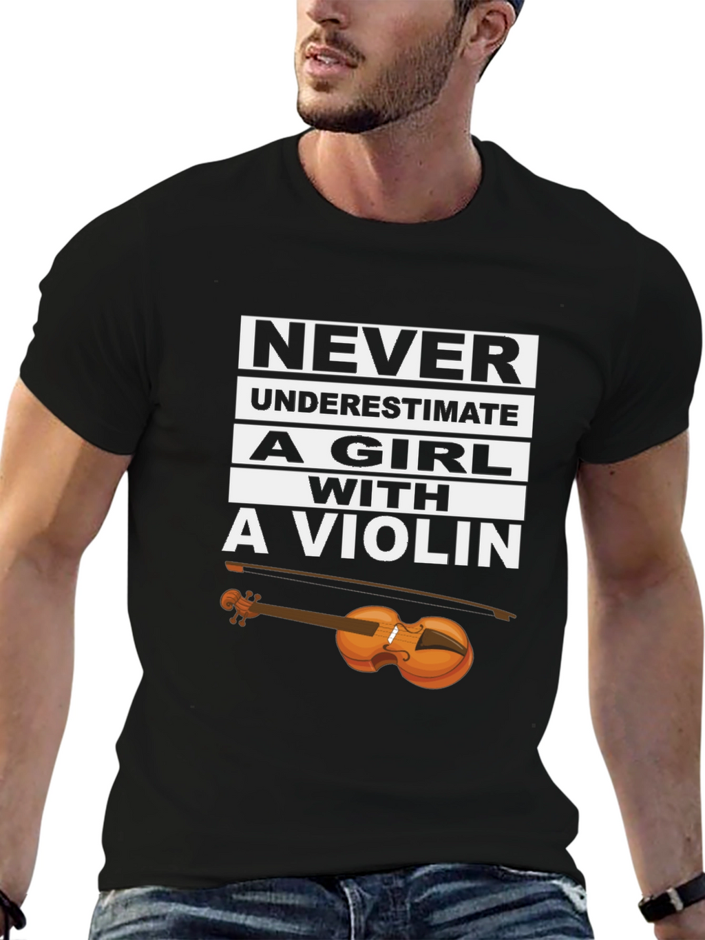 Never Underestimate a Girl With a Violin T-Shirt