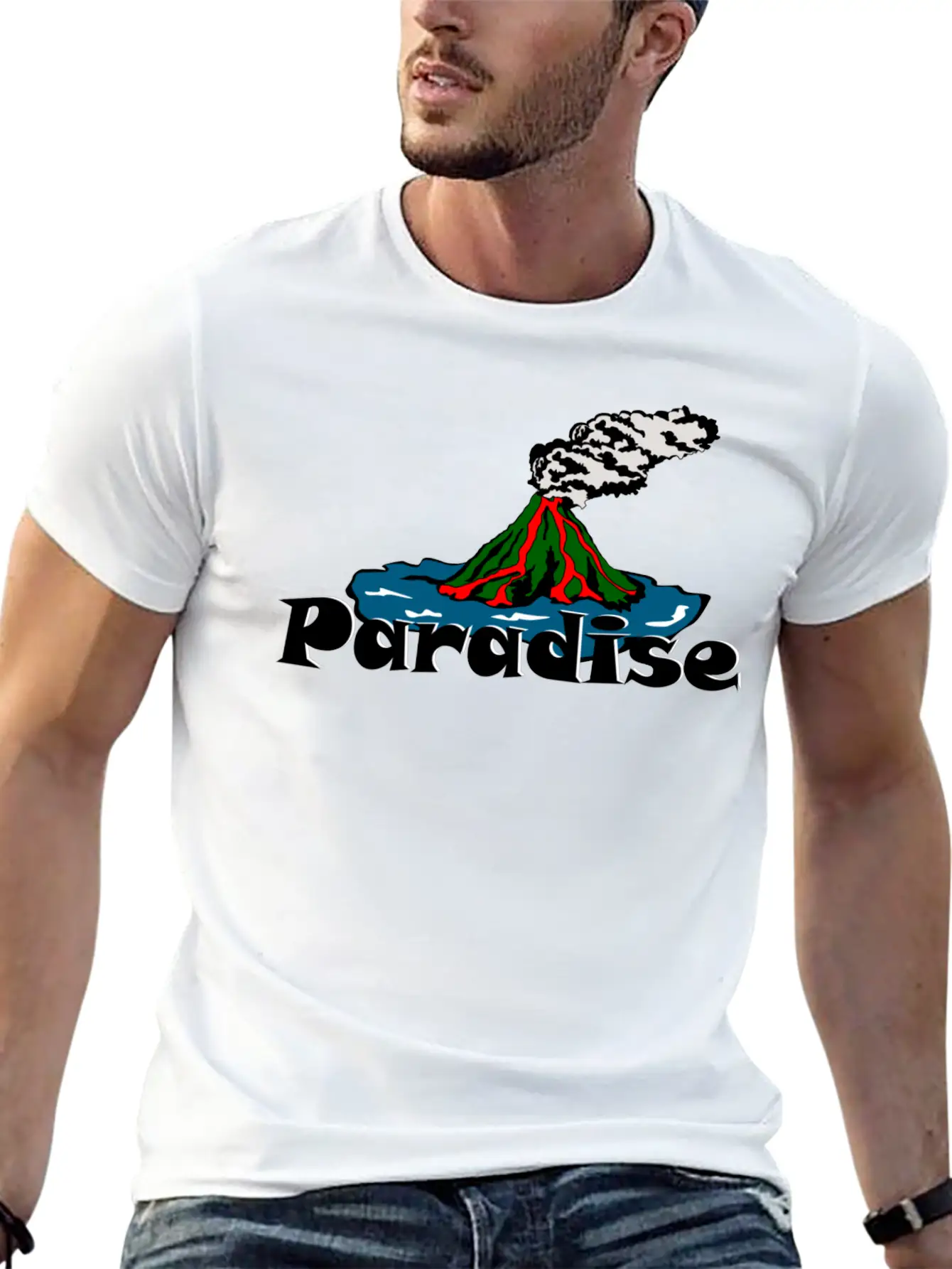 Volcano Paradise Breathable Soft Cotton T-Shirt – Timeless Casual Look