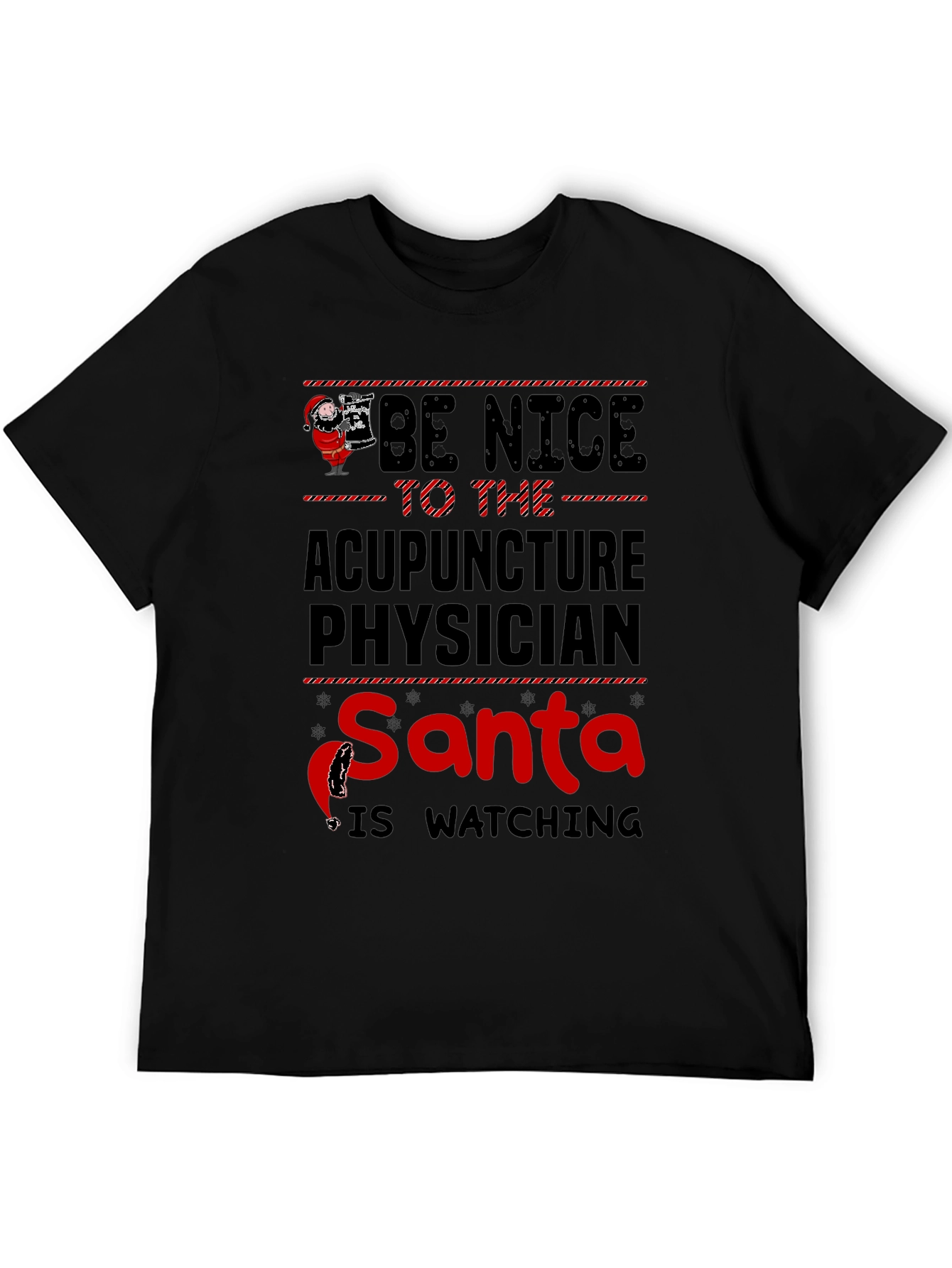 Acupuncture Physician Santa Watching Christmas T-Shirt