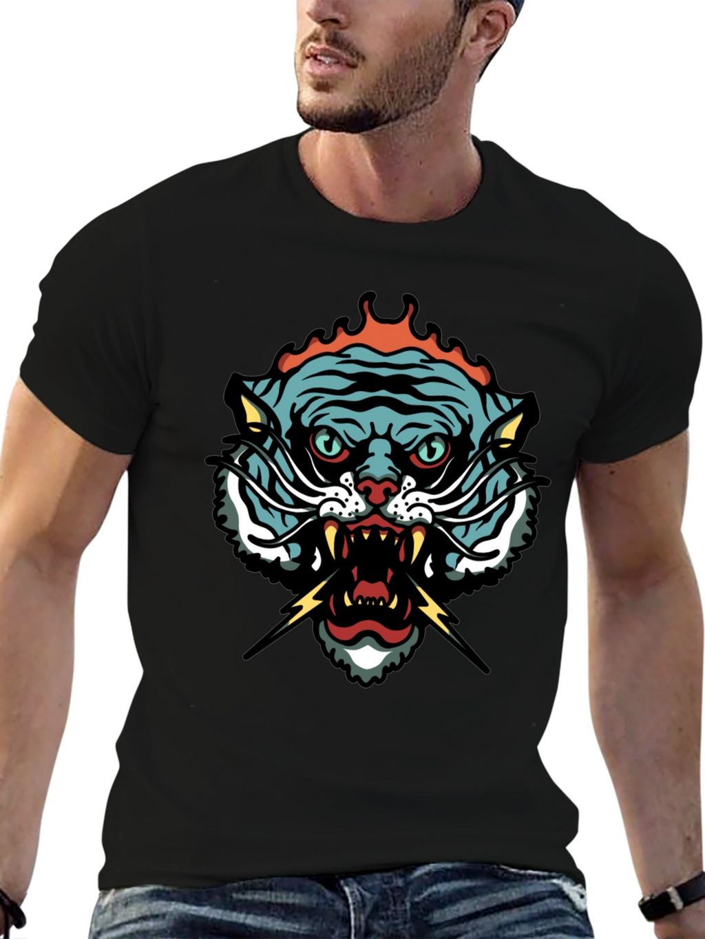 Tiger Graphic Tee - Black Short Sleeve T-Shirt
