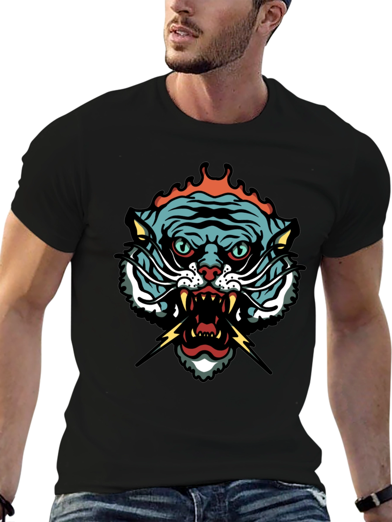Tiger Graphic Tee - Black Short Sleeve T-Shirt