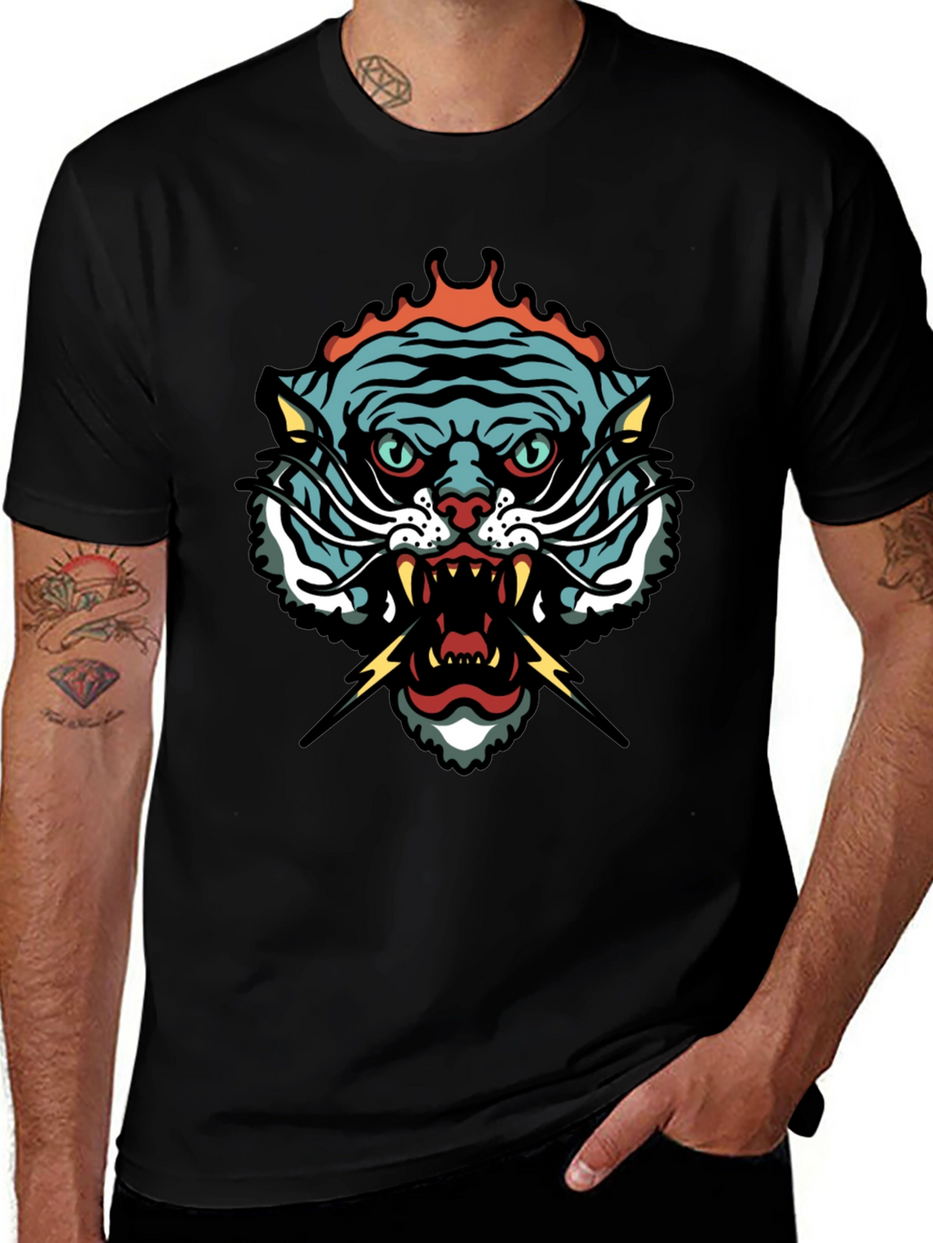 Tiger Graphic Tee - Black Short Sleeve T-Shirt
