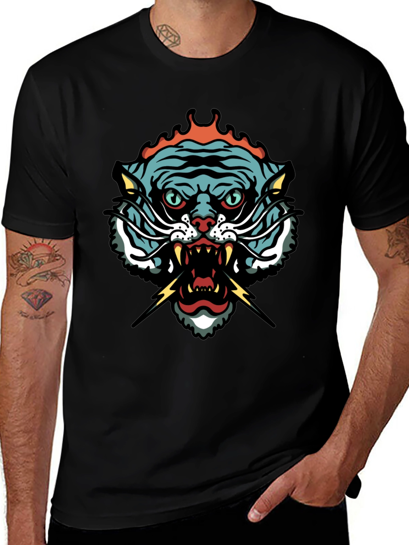 Tiger Graphic Tee - Black Short Sleeve T-Shirt