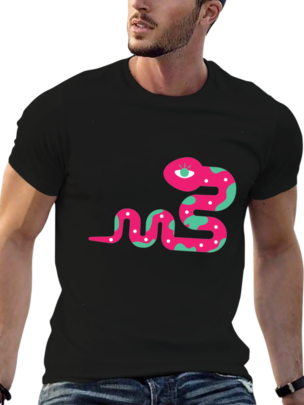 Funky Snake Graphic Tee - Black