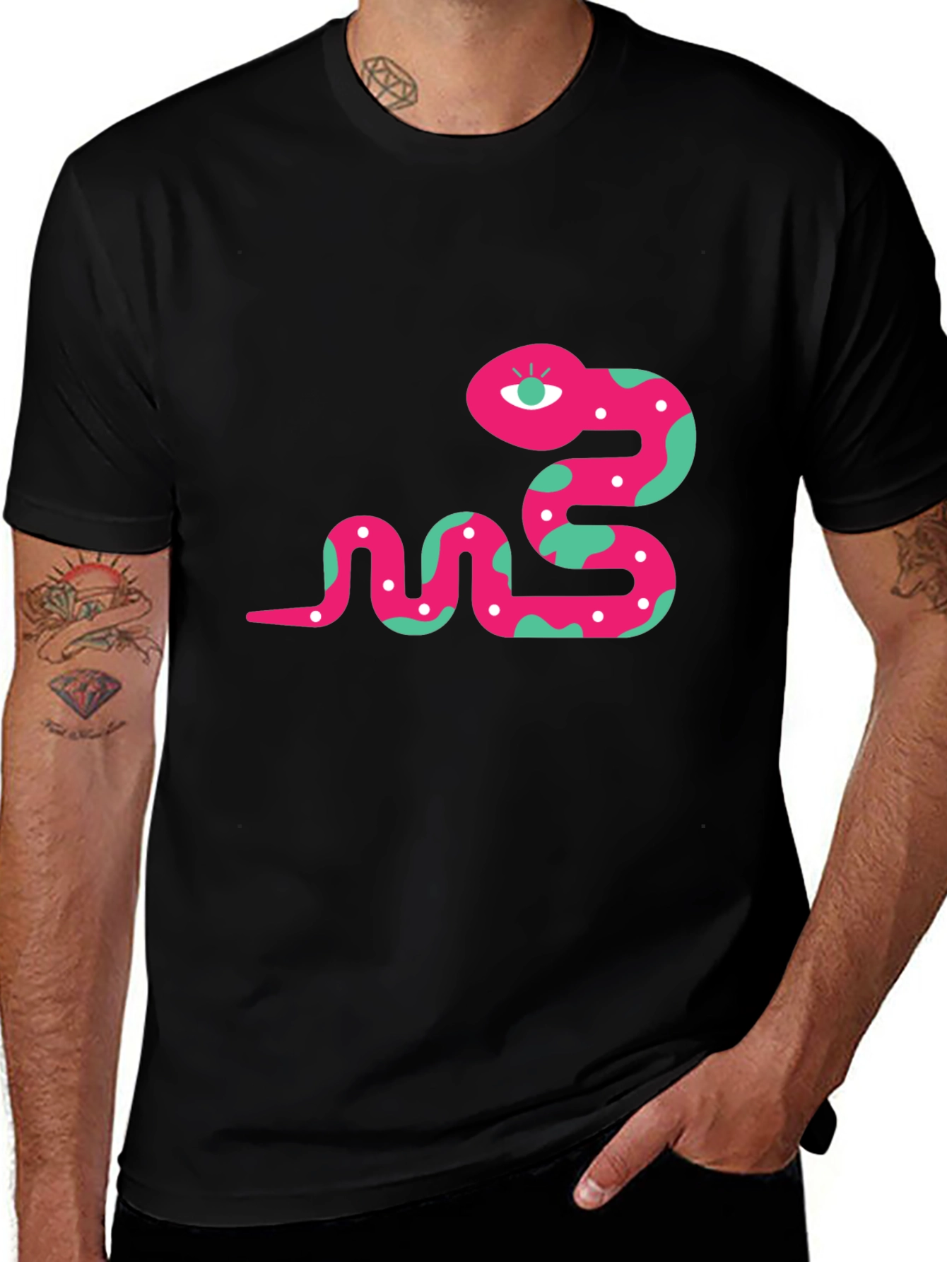 Funky Snake Graphic Tee - Black
