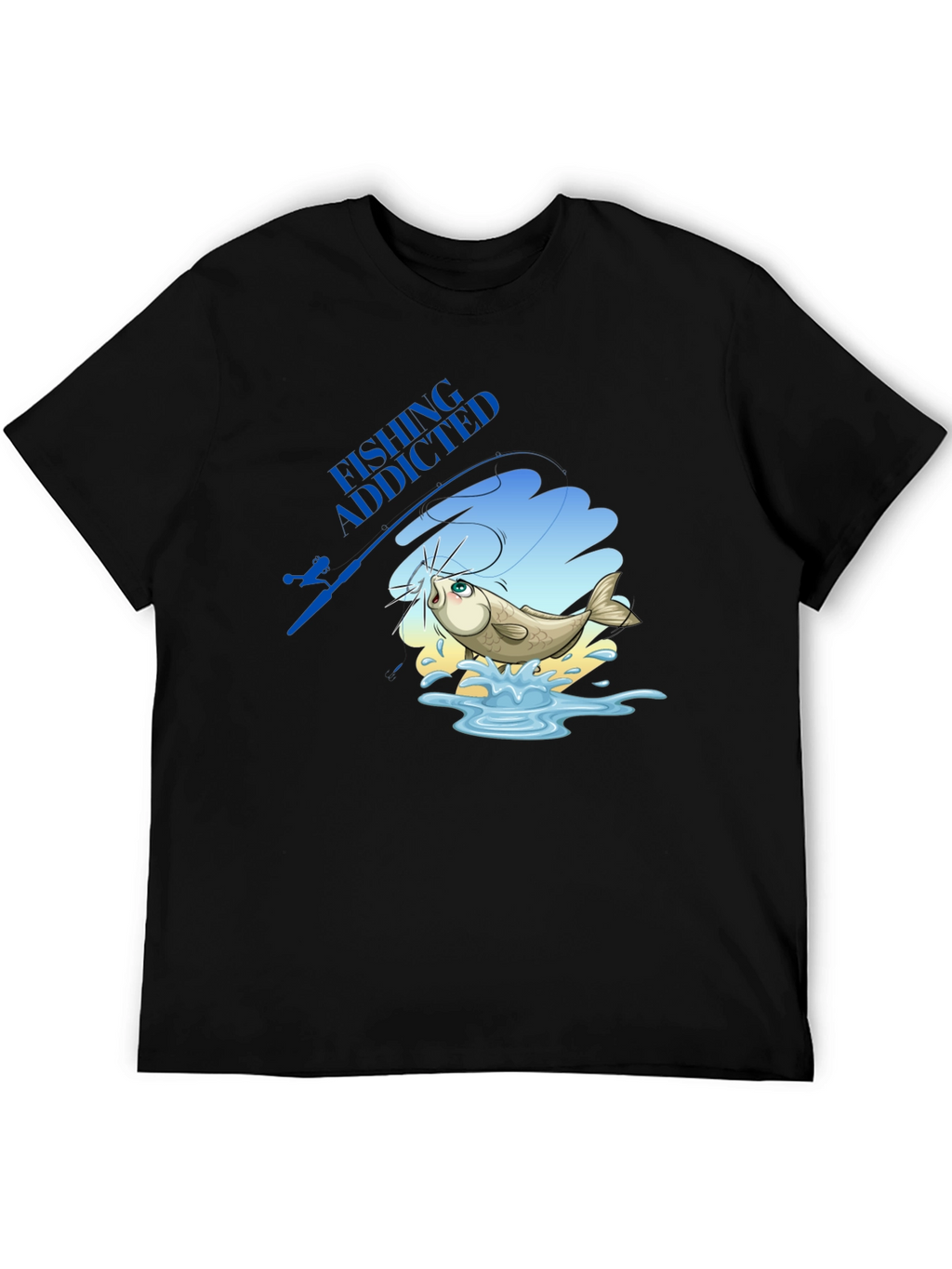 Fishing Addicted Black T-Shirt - Angler Gift