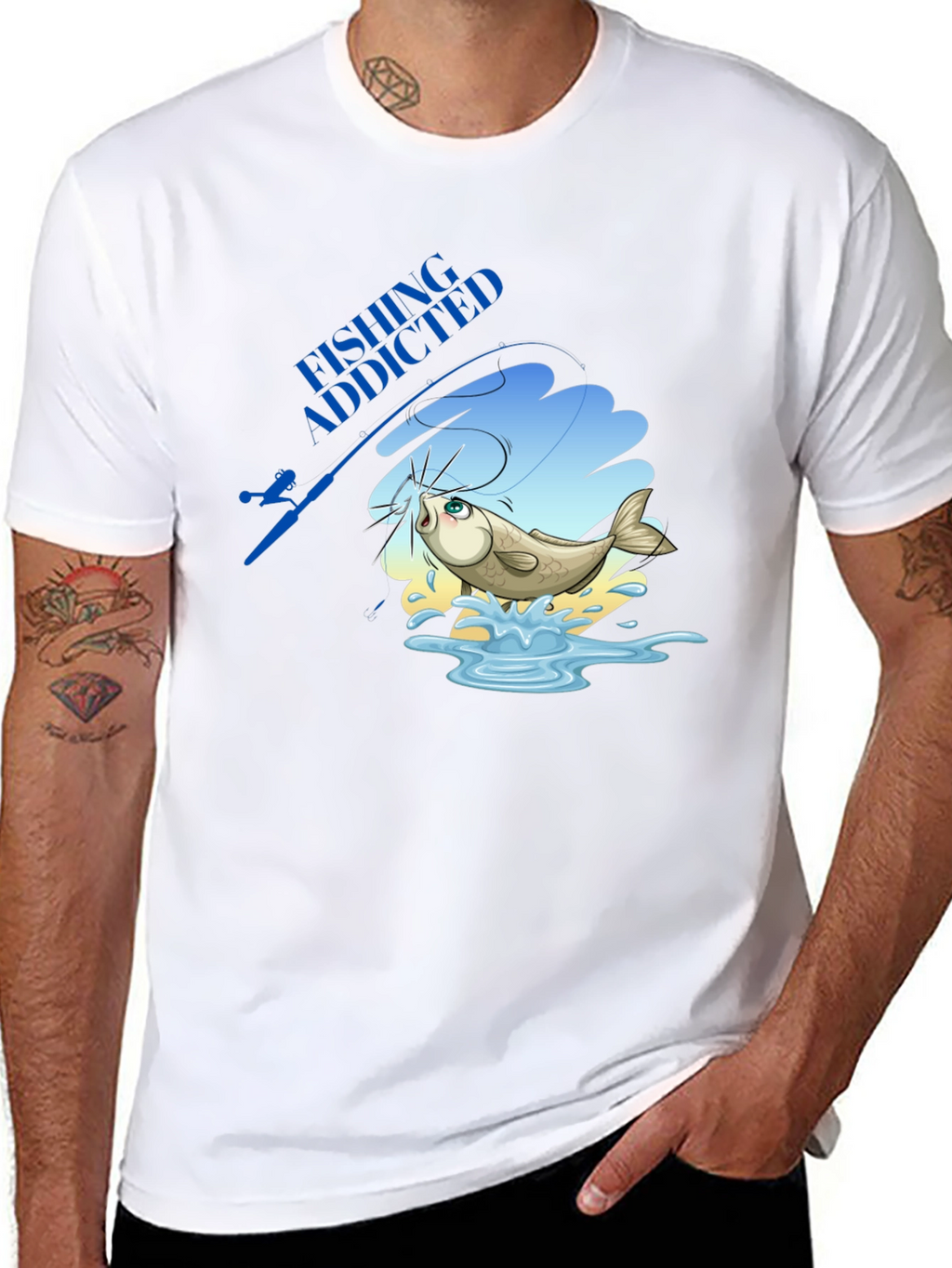 Fishing Addicted Black T-Shirt - Angler Gift