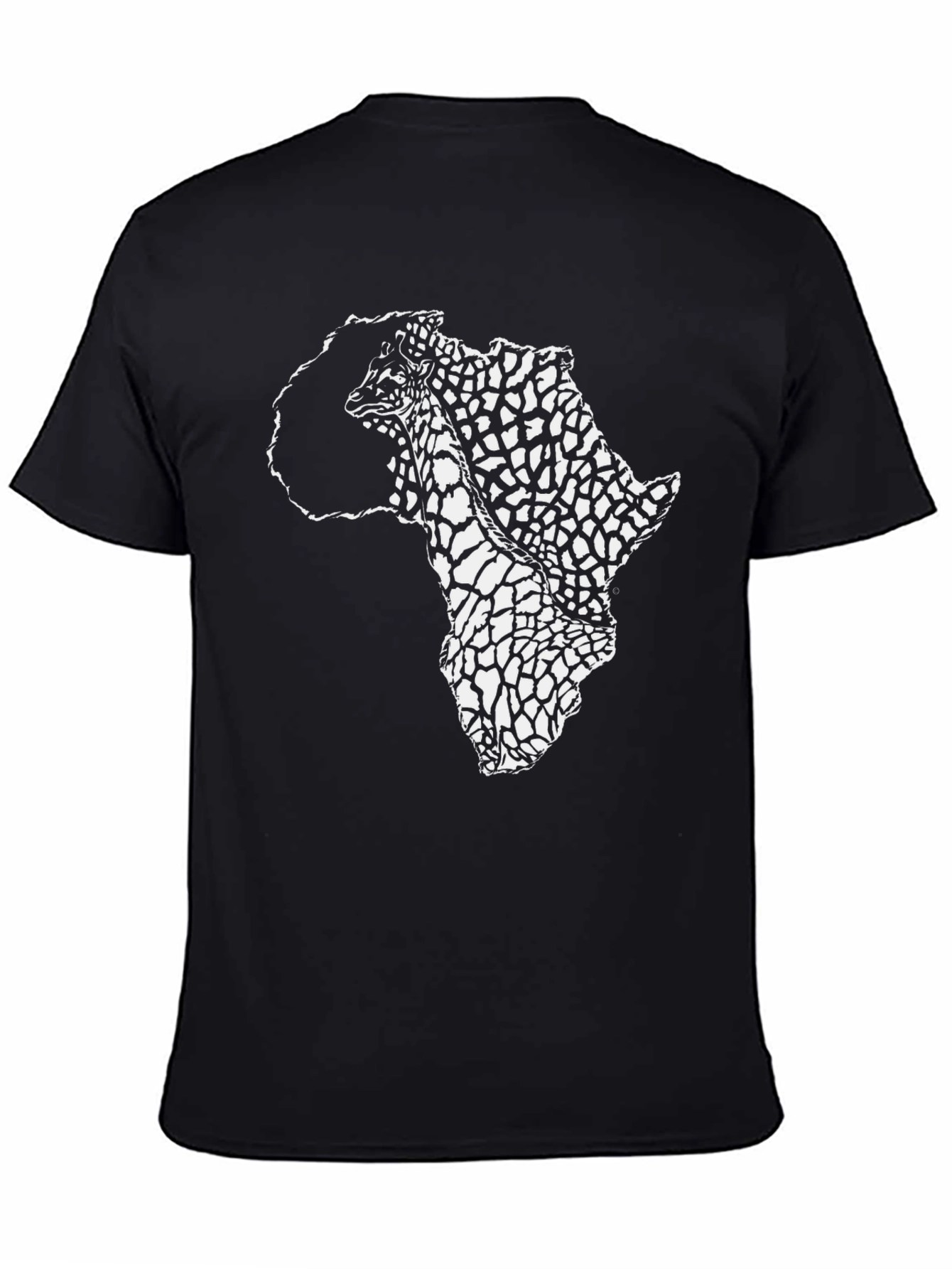 Africa Print Crew Neck T-Shirt - Black