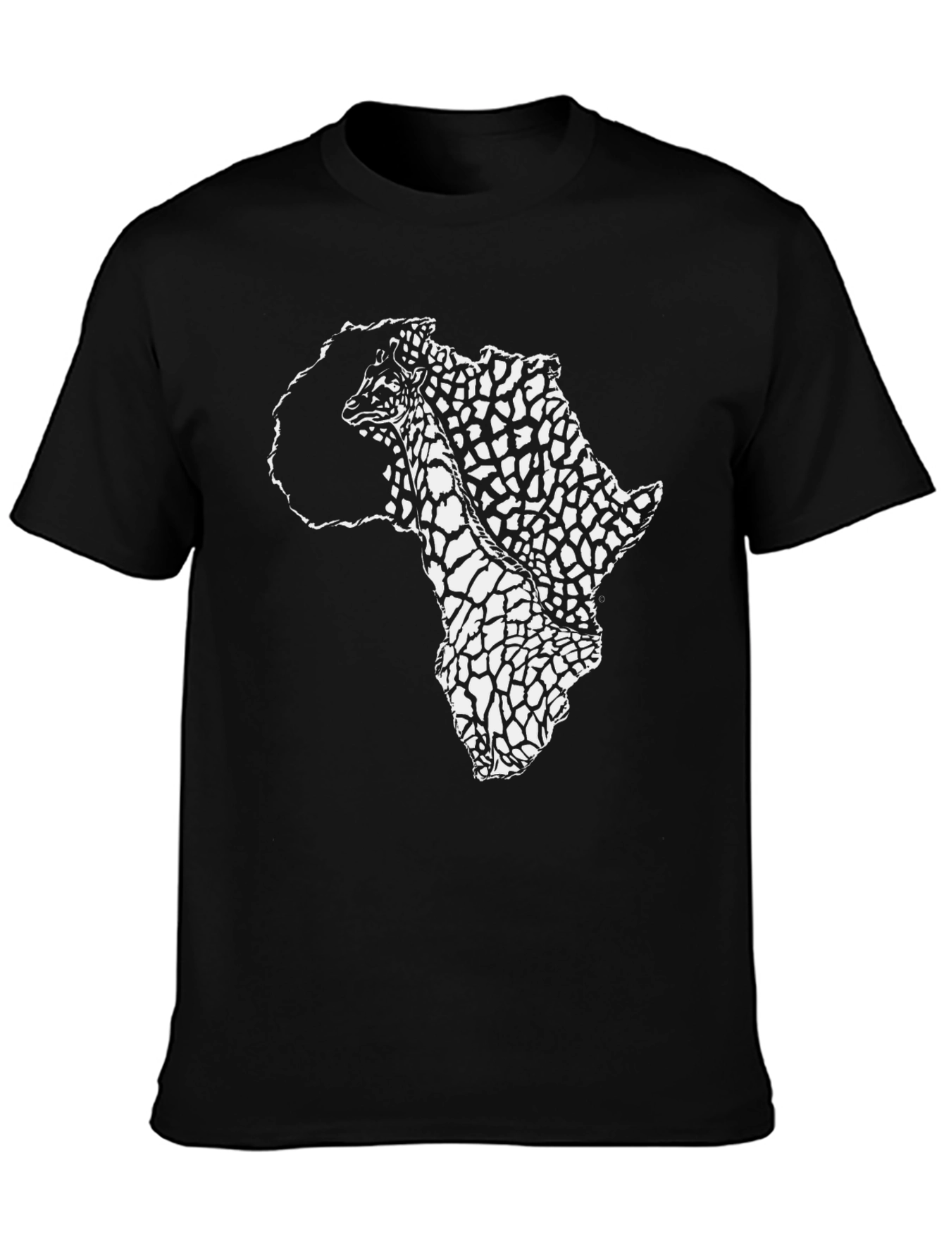 Africa Print Crew Neck T-Shirt - Black
