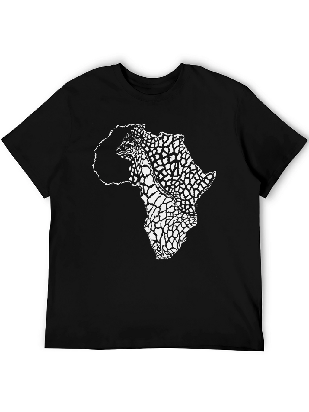 Africa Print Crew Neck T-Shirt - Black