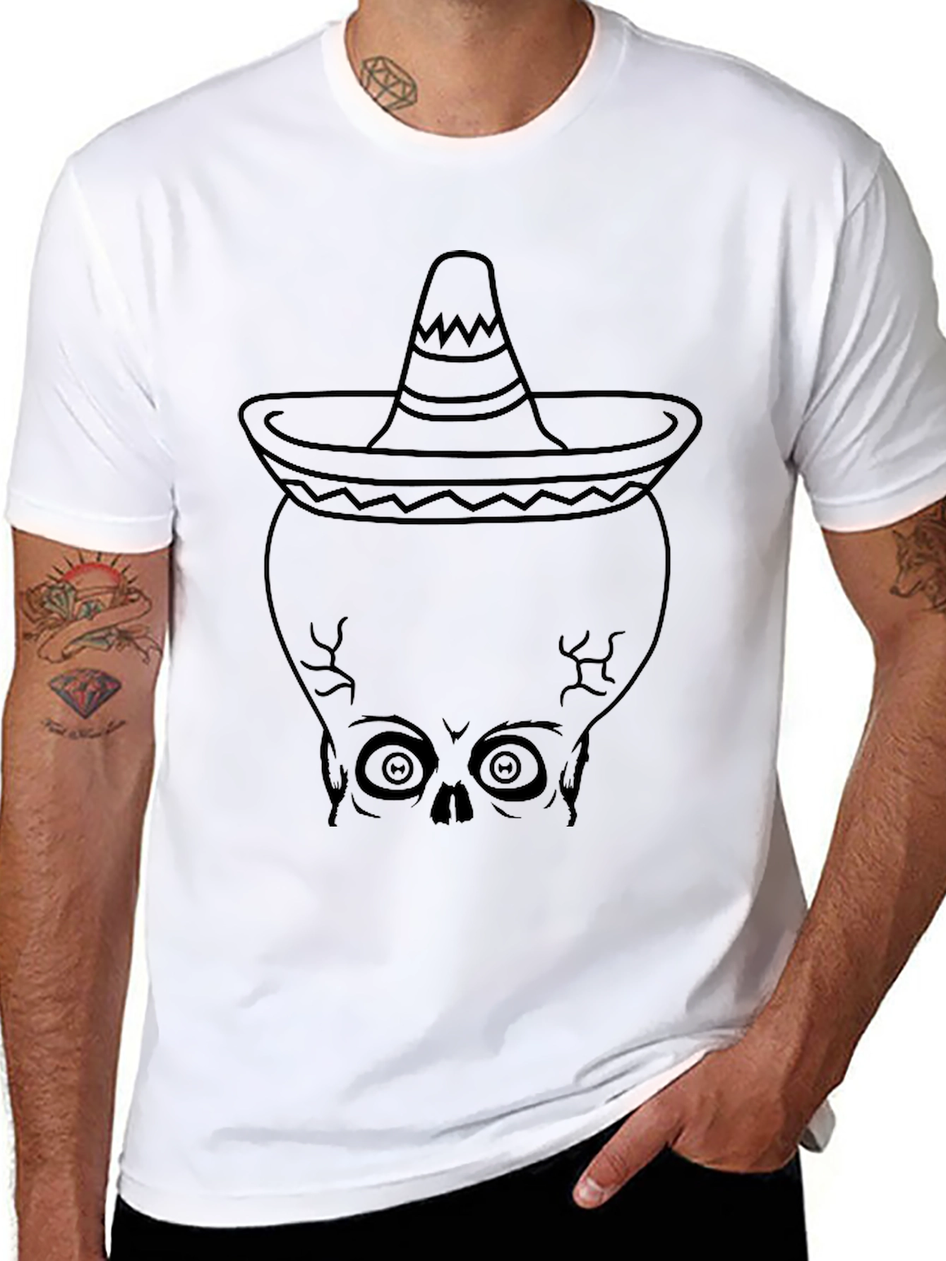 Skull Sombrero Black T-Shirt - Graphic Tee