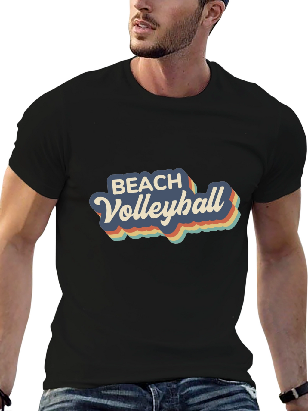 Retro Beach Volleyball Graphic T-Shirt