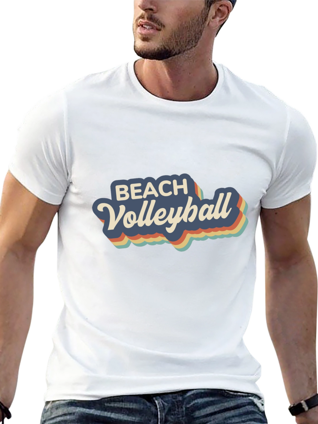 Retro Beach Volleyball Graphic T-Shirt