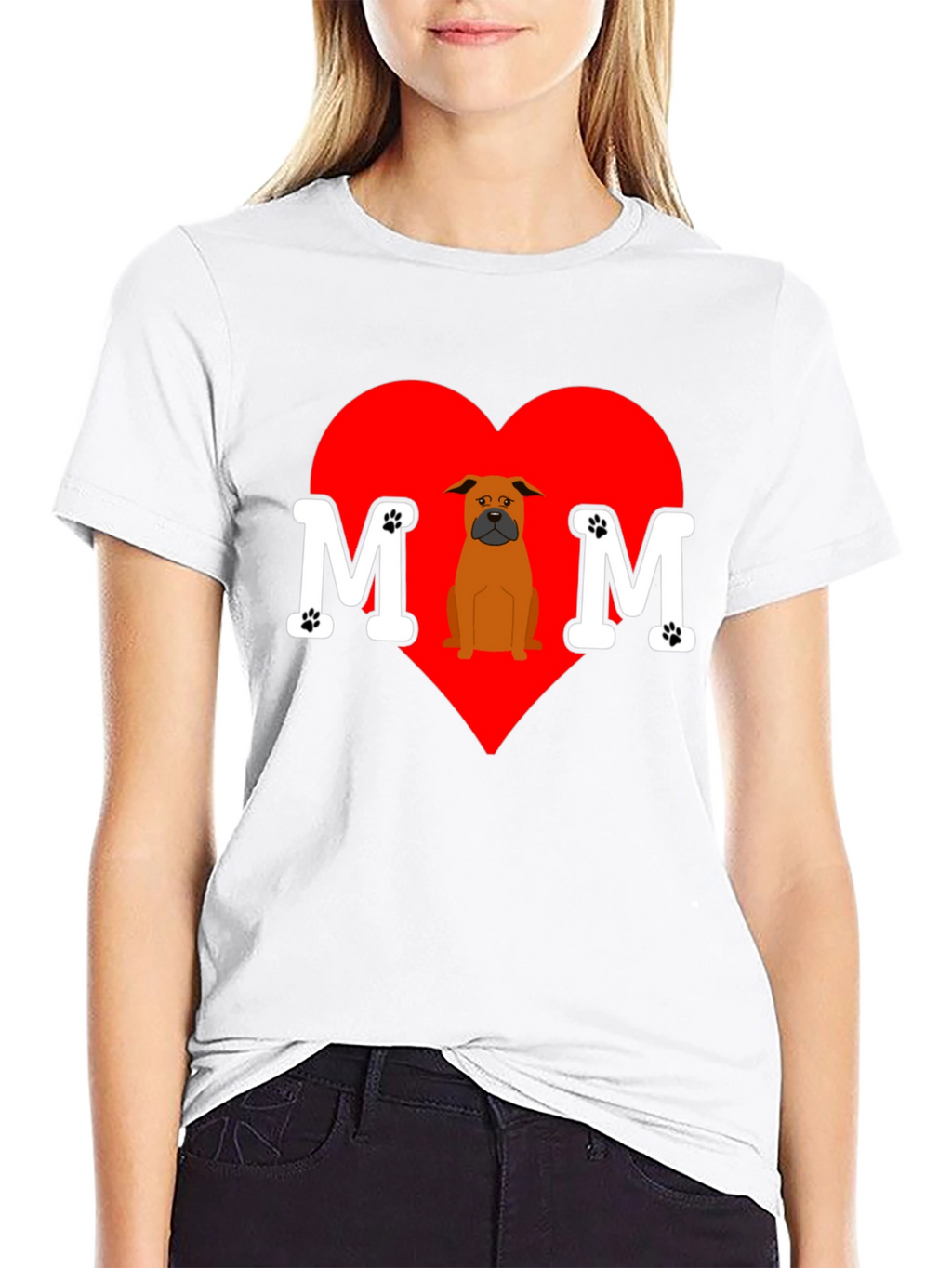 Dog Mom T-Shirt Heart Design Pet Lover Tee