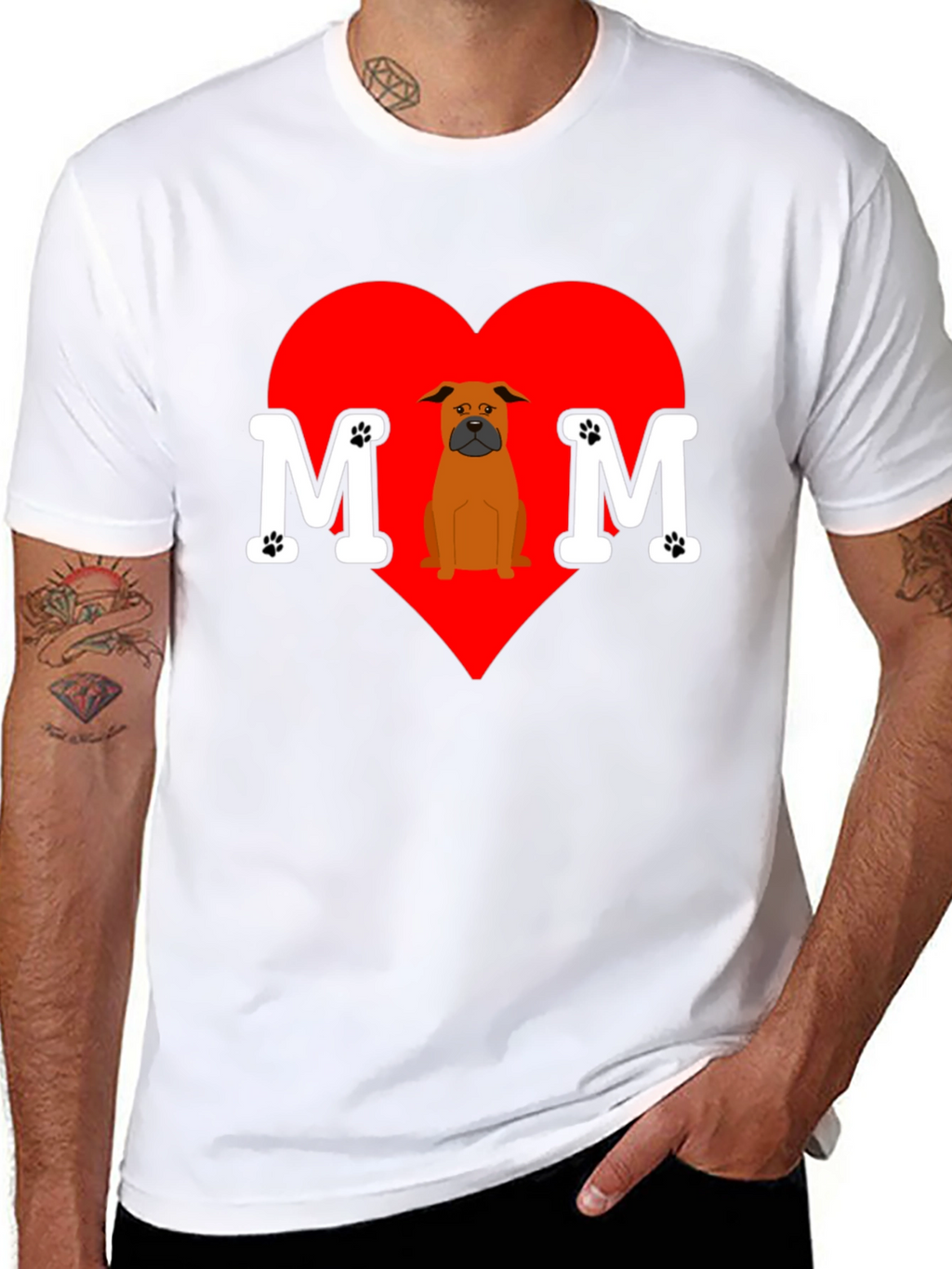 Dog Mom T-Shirt Heart Design Pet Lover Tee