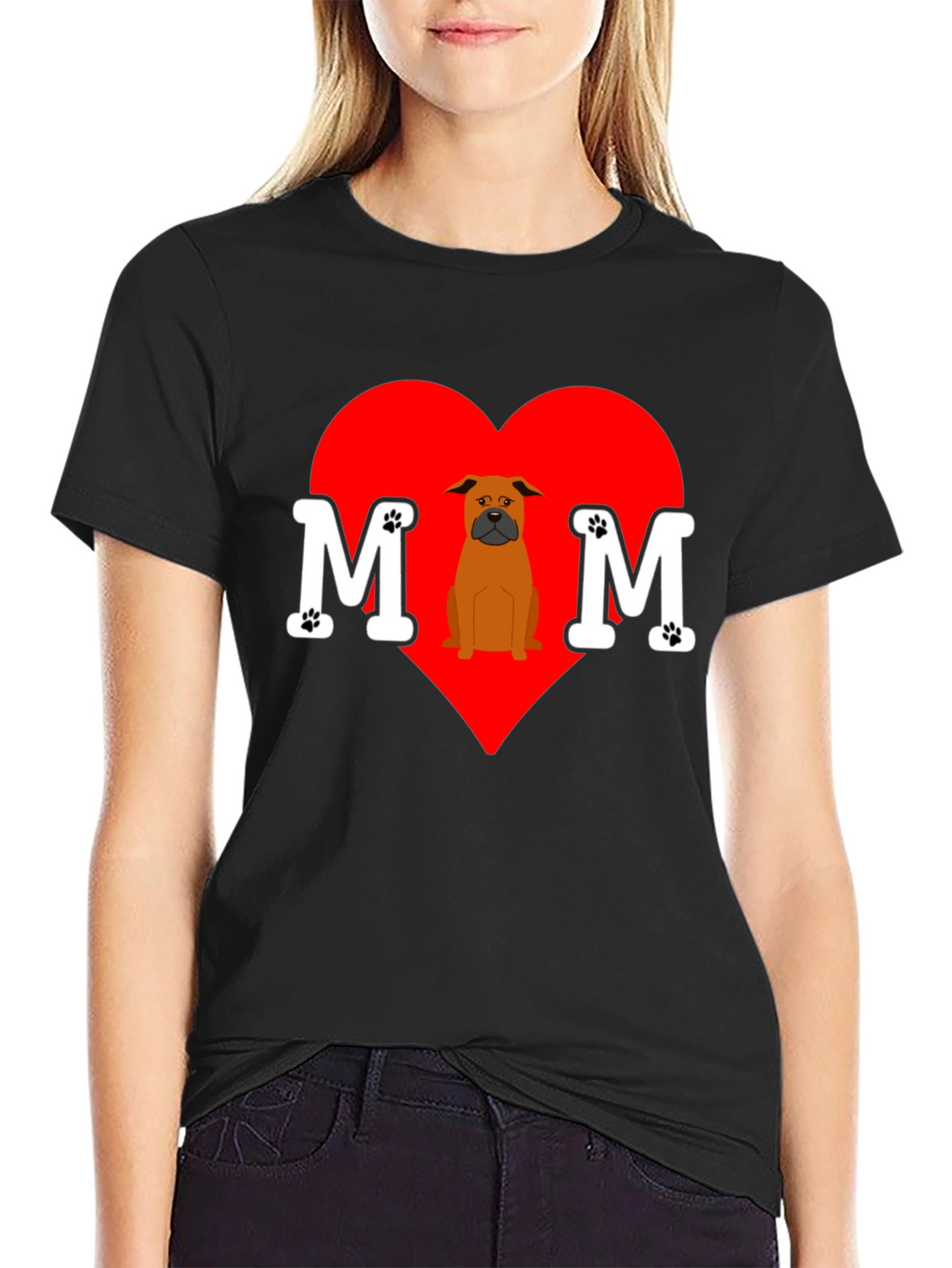 Dog Mom T-Shirt Heart Design Pet Lover Tee