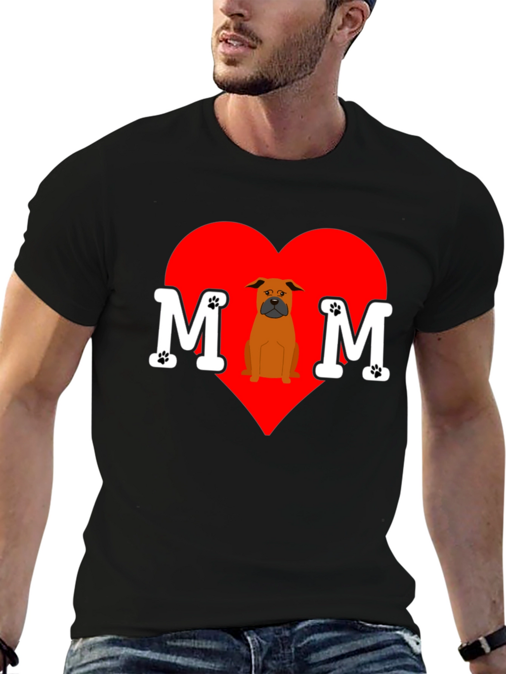 Dog Mom T-Shirt Heart Design Pet Lover Tee