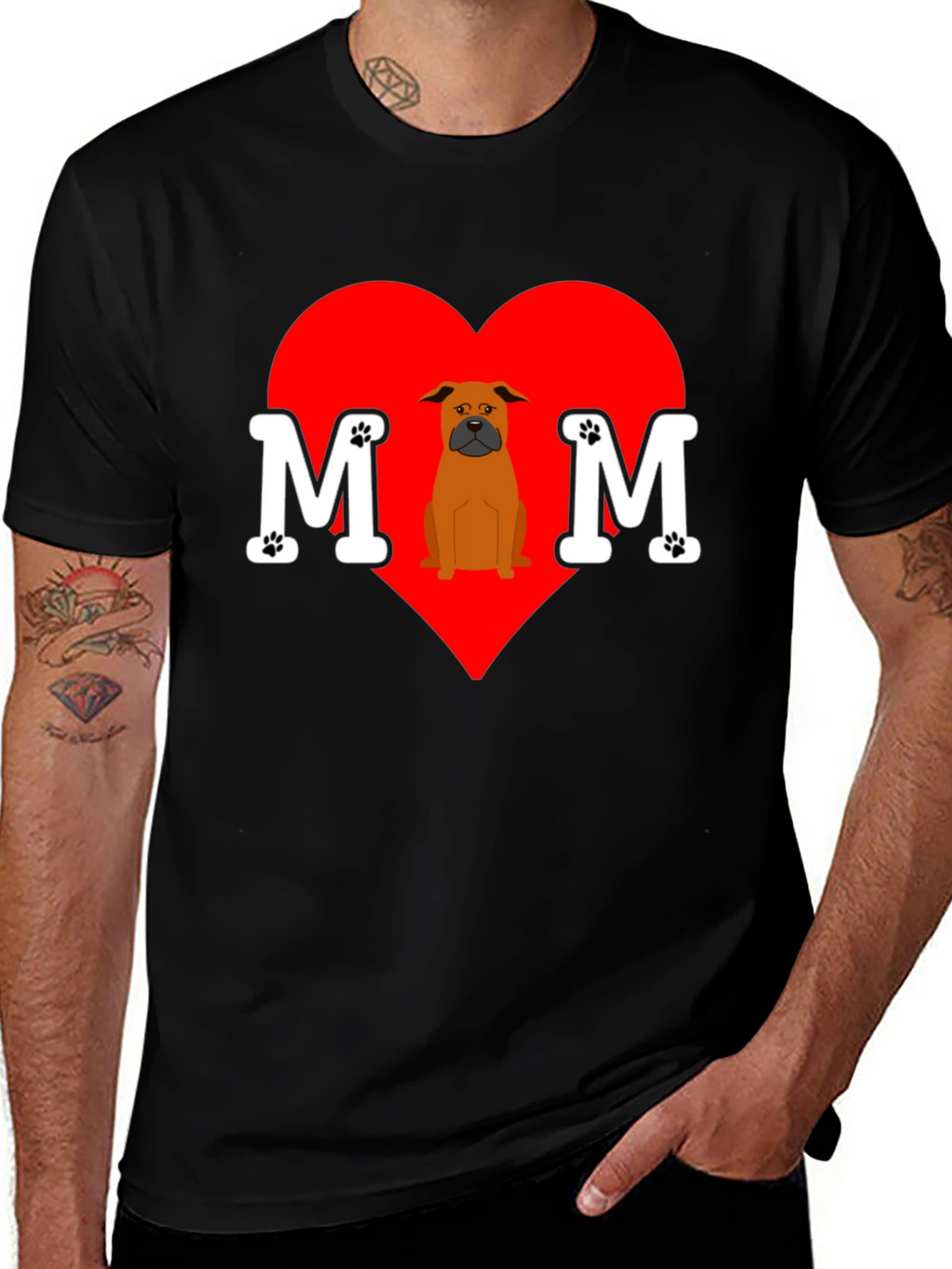 Dog Mom T-Shirt Heart Design Pet Lover Tee