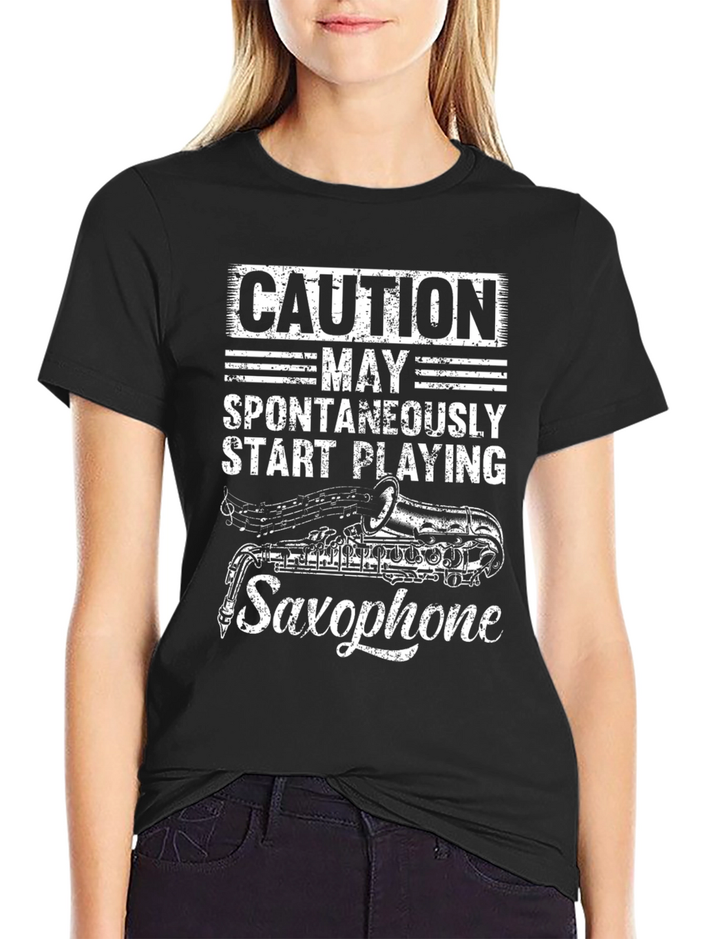 Caution May Spontaneously Play Saxophone T-Shirt