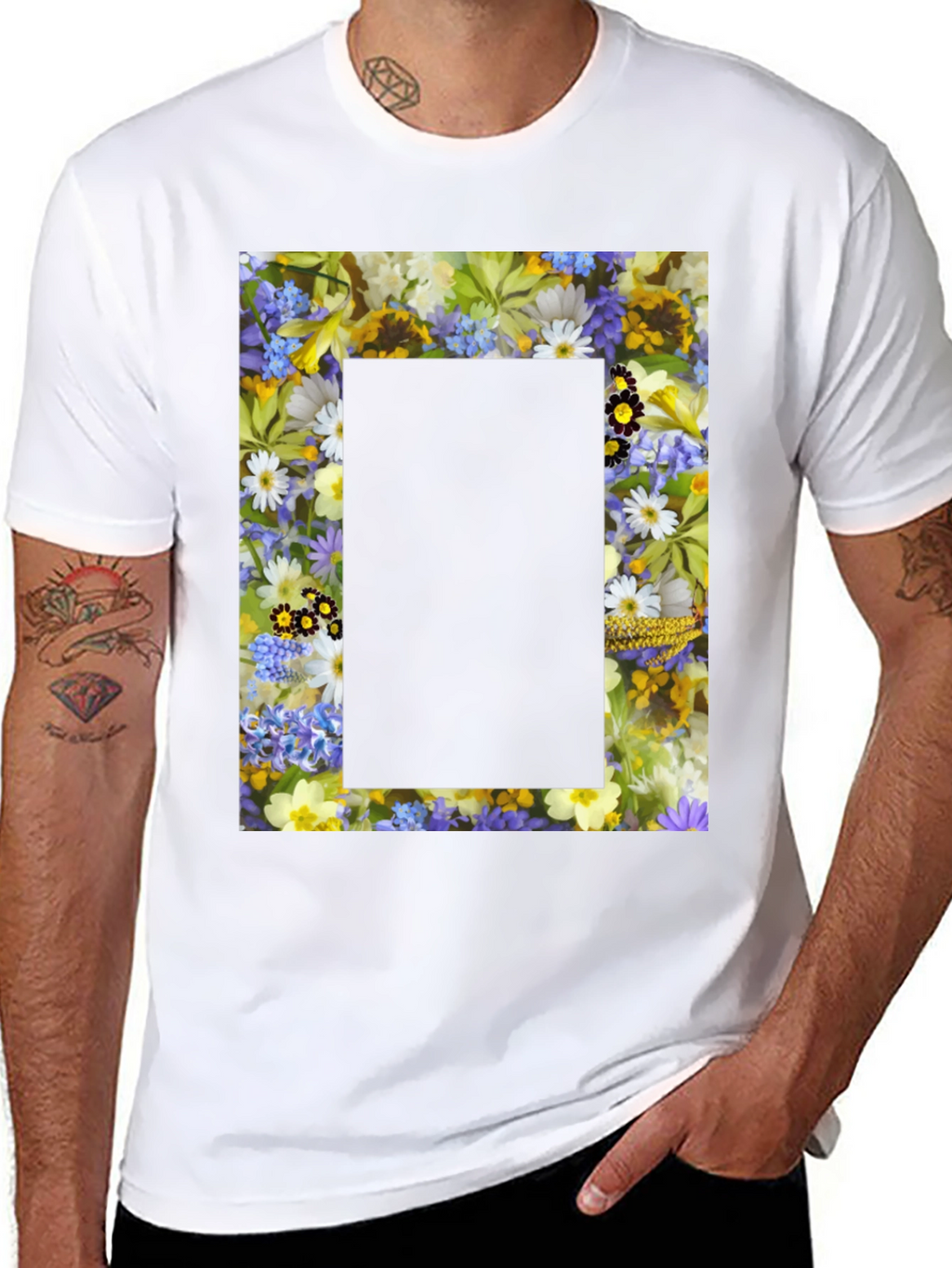 Floral Framed Graphic T-Shirt - Unique Design