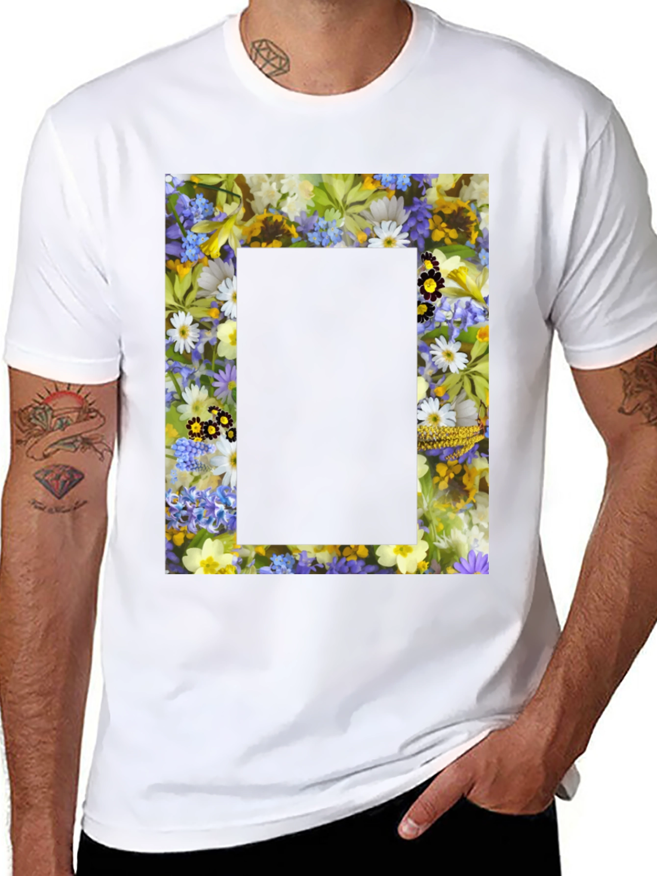 Floral Framed Graphic T-Shirt - Unique Design