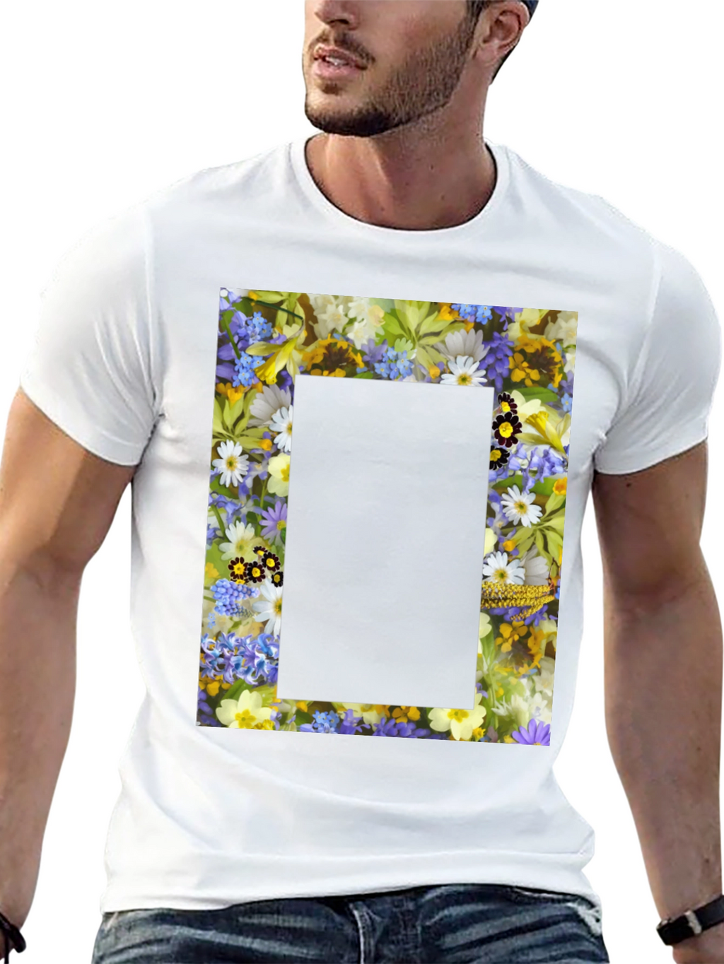 Floral Framed Graphic T-Shirt - Unique Design