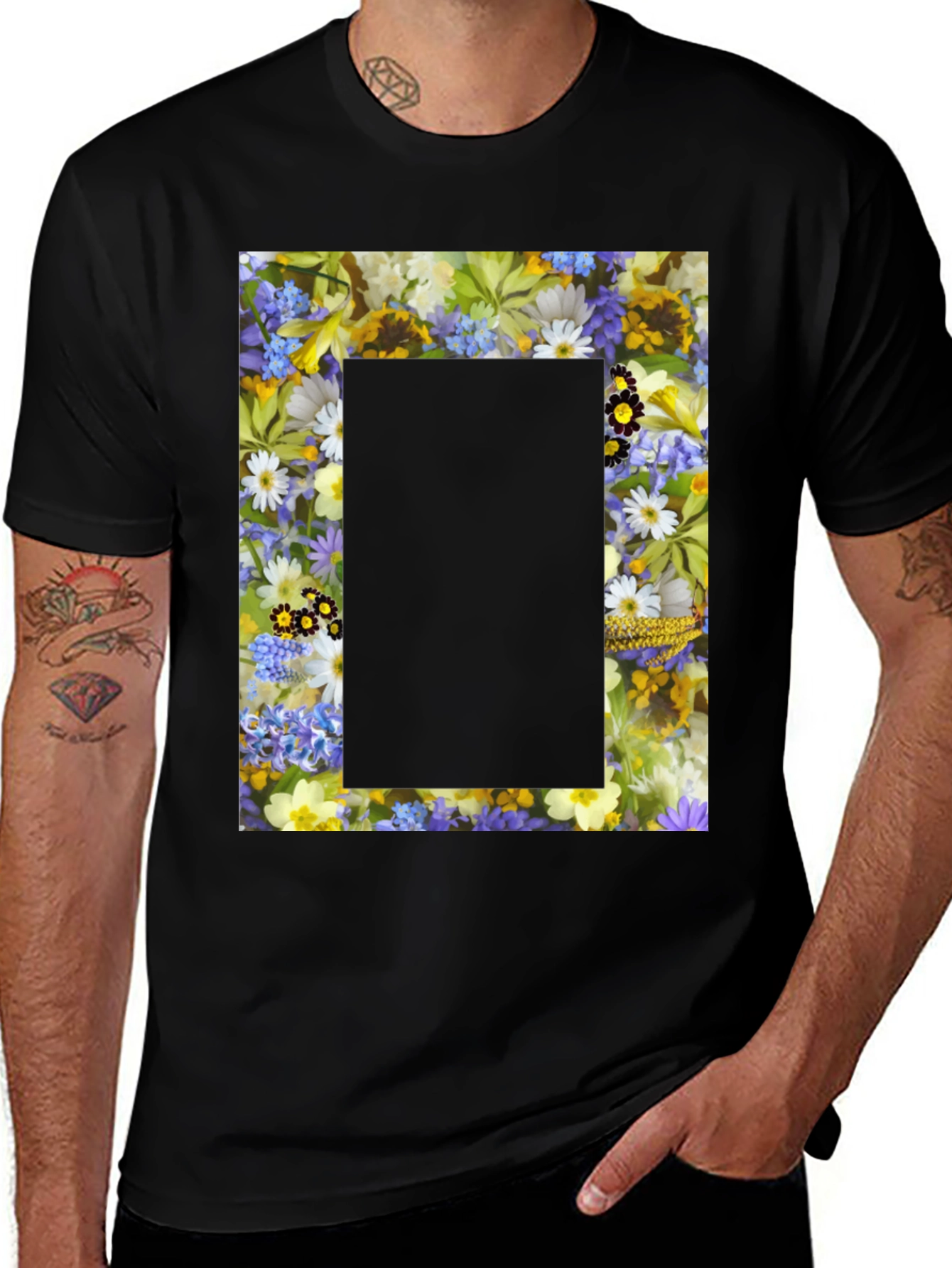 Floral Framed Graphic T-Shirt - Unique Design