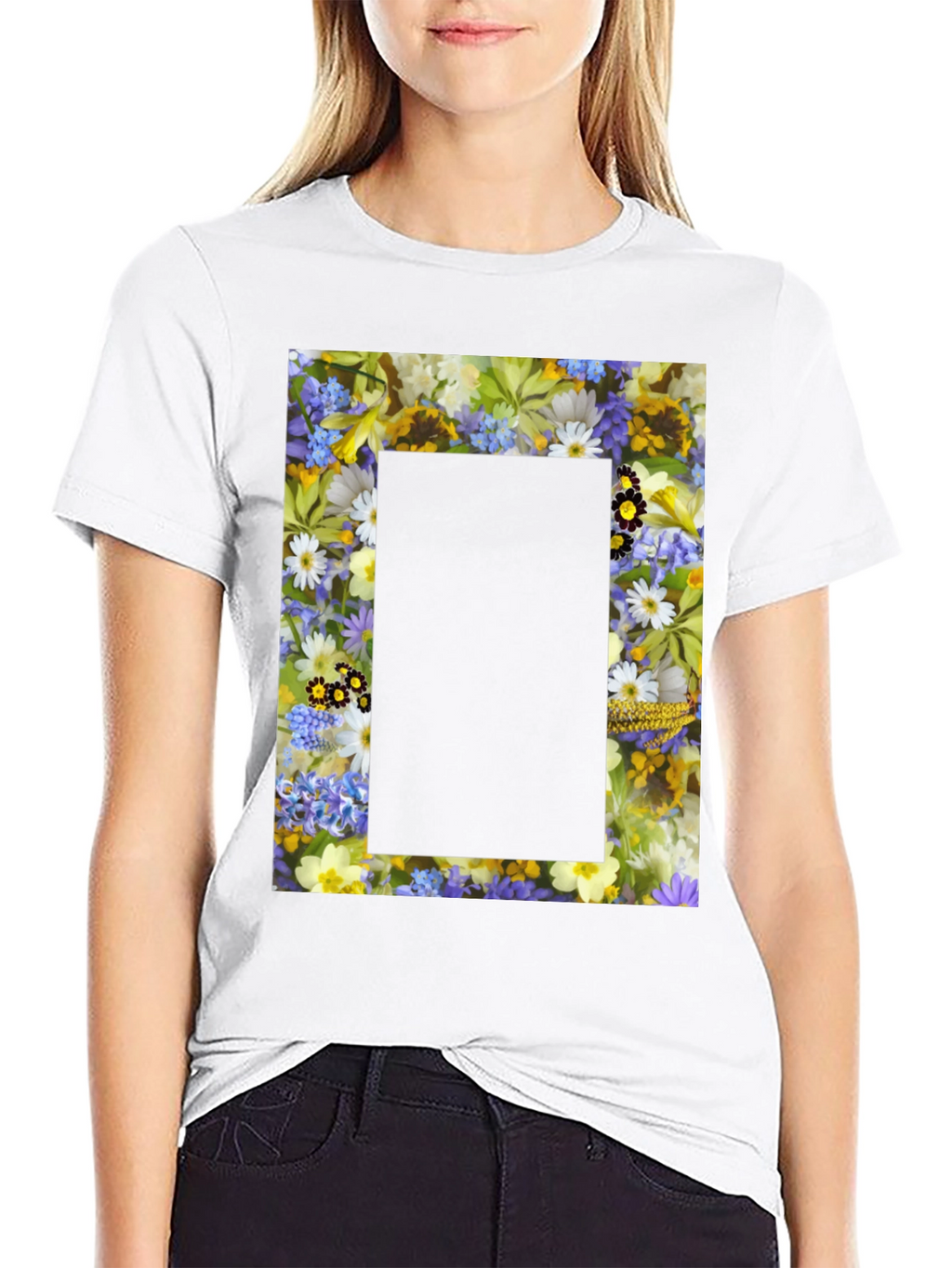 Floral Framed Graphic T-Shirt - Unique Design