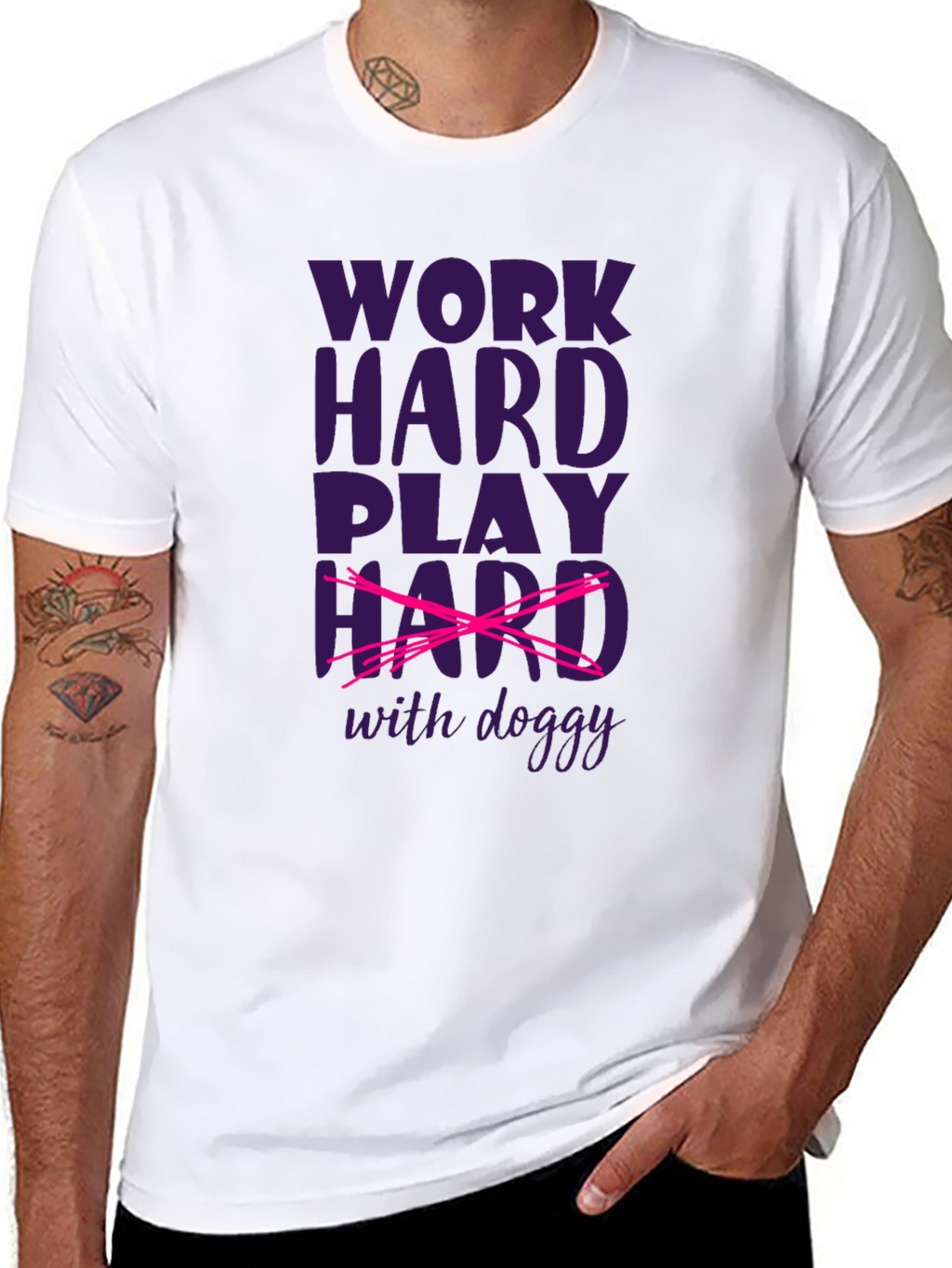 Work Hard Play Hard with Doggy T-Shirt