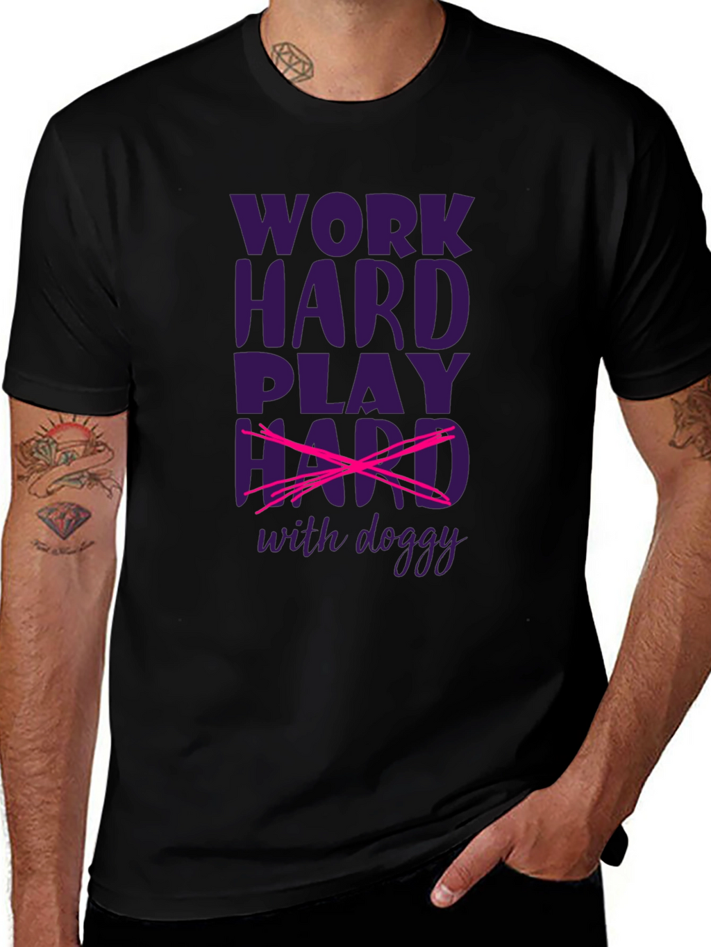 Work Hard Play Hard with Doggy T-Shirt