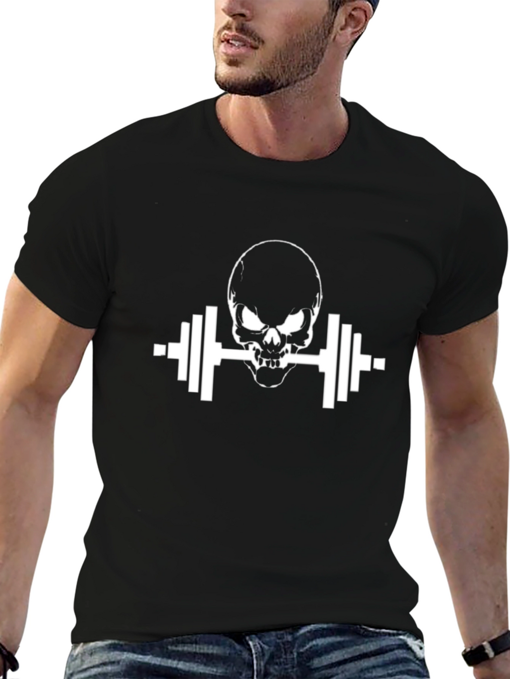 Skull Barbell Black T-Shirt