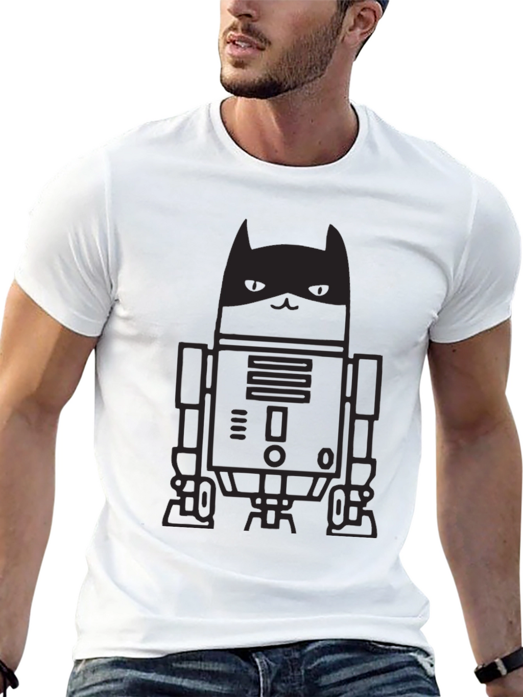 Dark Knight Cat Robot Graphic Tee