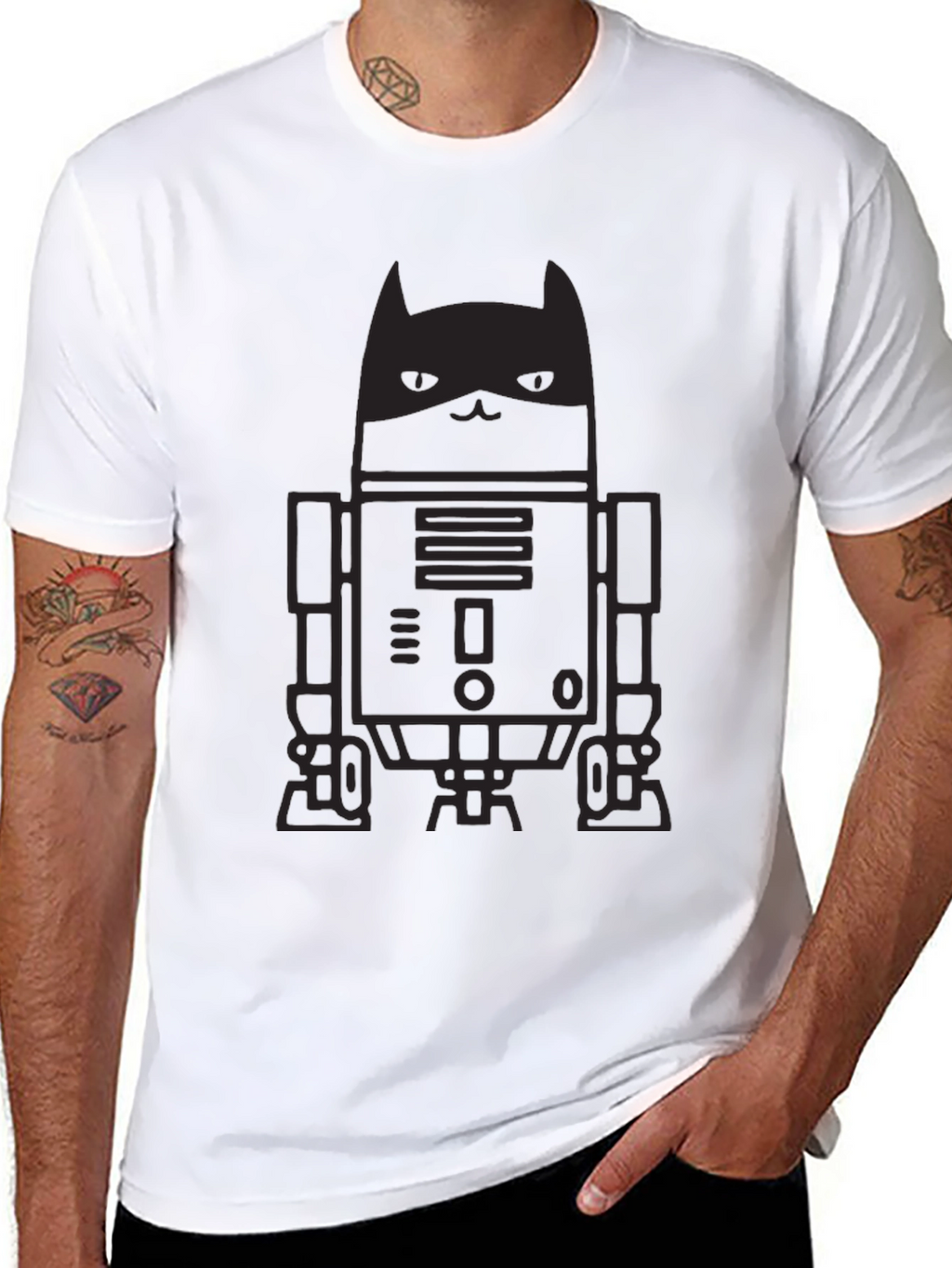 Dark Knight Cat Robot Graphic Tee