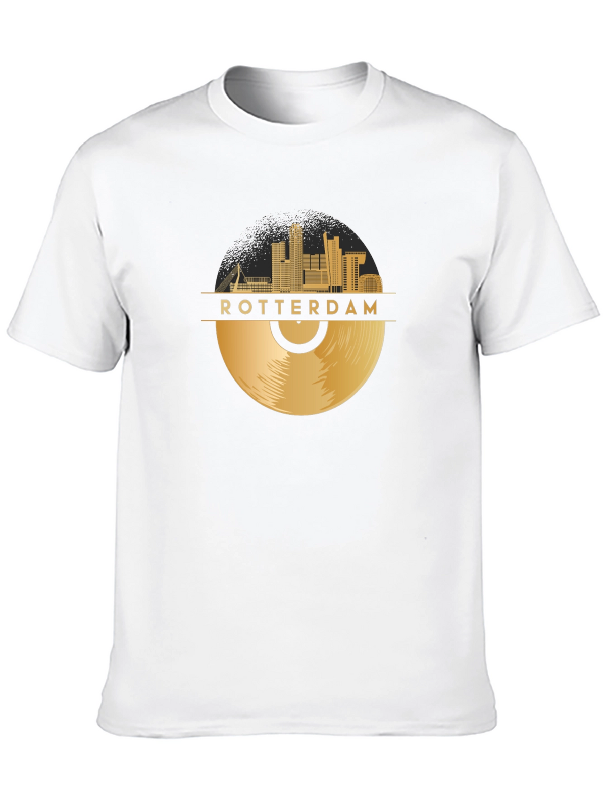Rotterdam Record Skyline T-Shirt - Gold Cityscape Tee