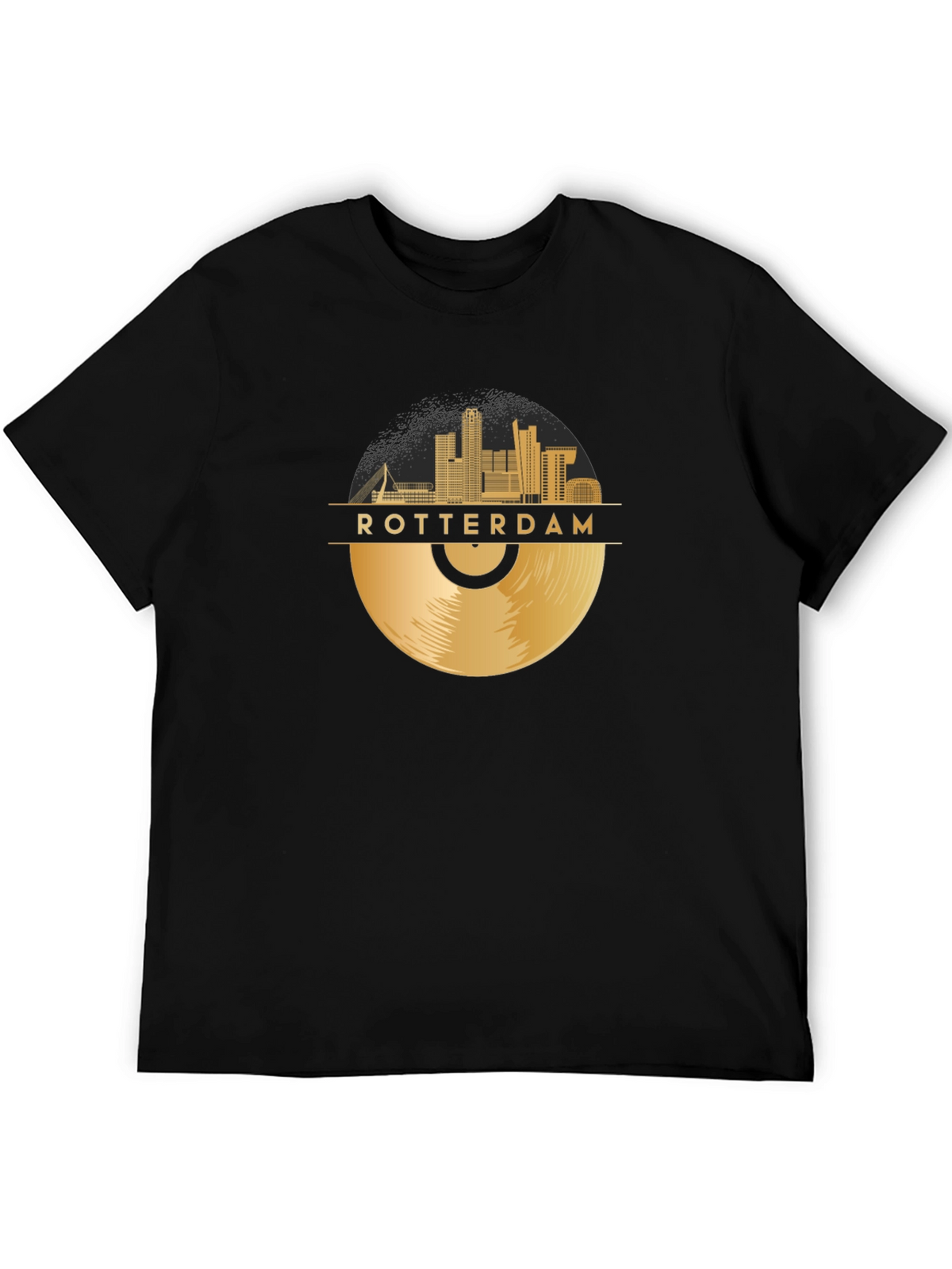 Rotterdam Record Skyline T-Shirt - Gold Cityscape Tee