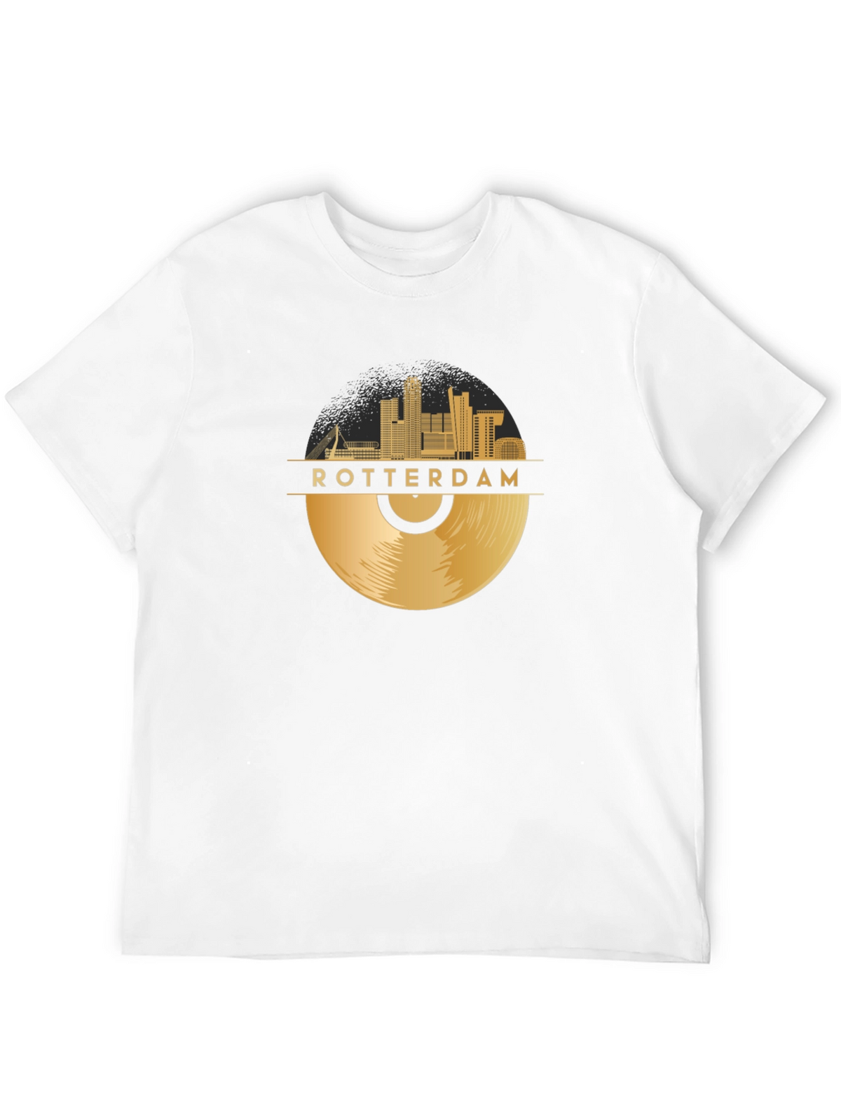 Rotterdam Record Skyline T-Shirt - Gold Cityscape Tee