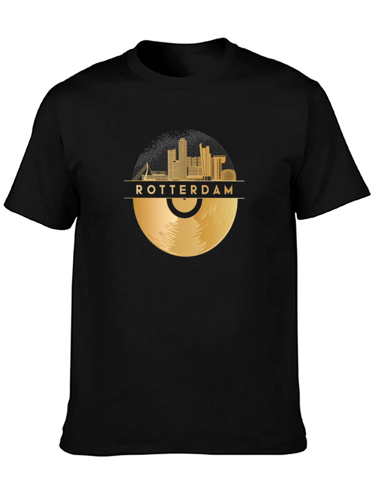 Rotterdam Record Skyline T-Shirt - Gold Cityscape Tee