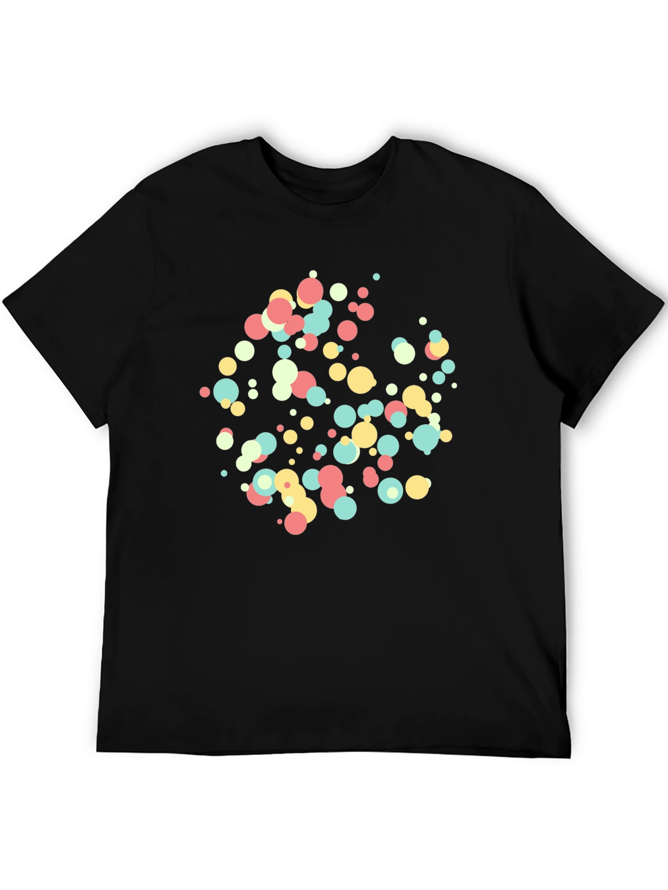 Colorful Dot Circle Graphic Black T-Shirt