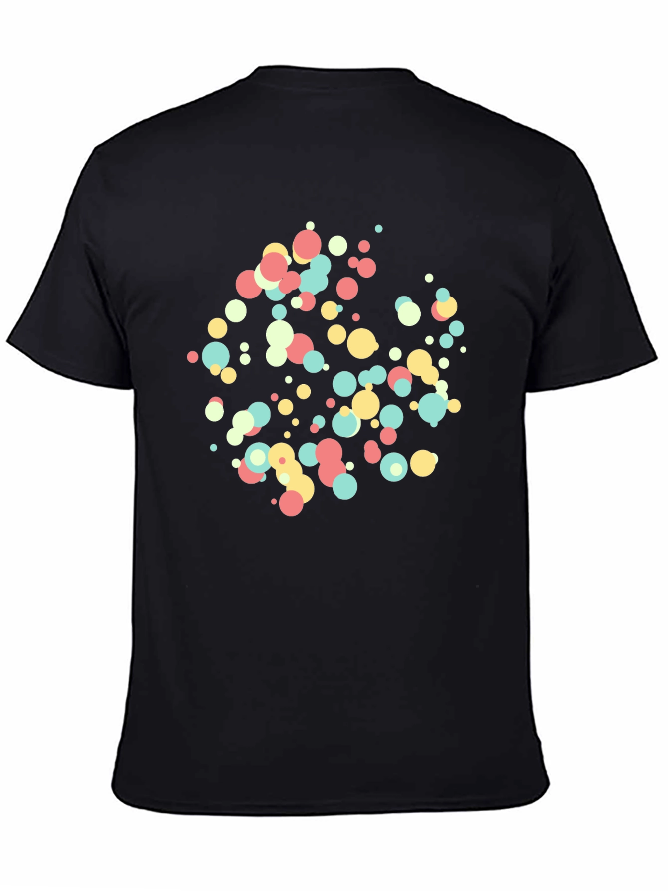Colorful Dot Circle Graphic Black T-Shirt