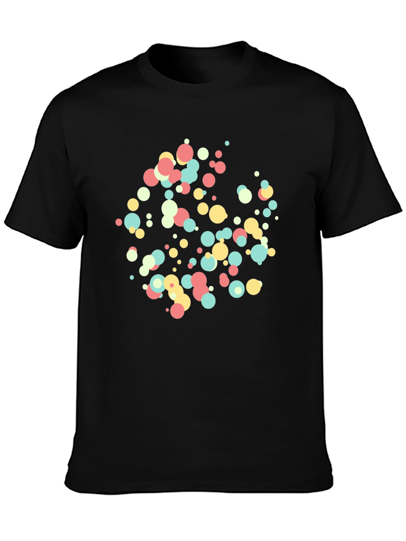 Colorful Dot Circle Graphic Black T-Shirt